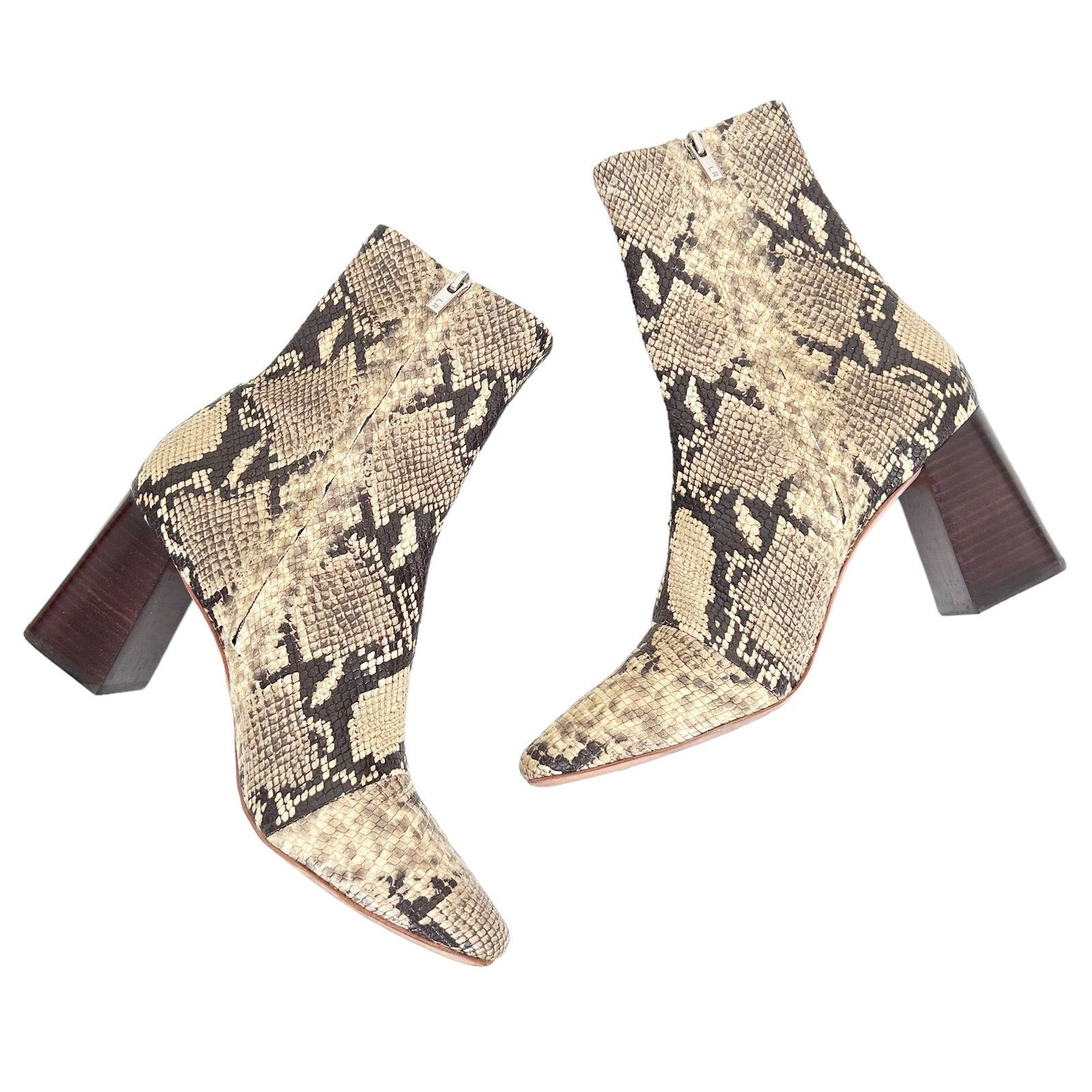 Loeffler Randall Loeffler Randall Tan Snakeskin Flare Block Heel Booties 8.5 Size US 8.5 / IT 38.5 - 1 Thumbnail