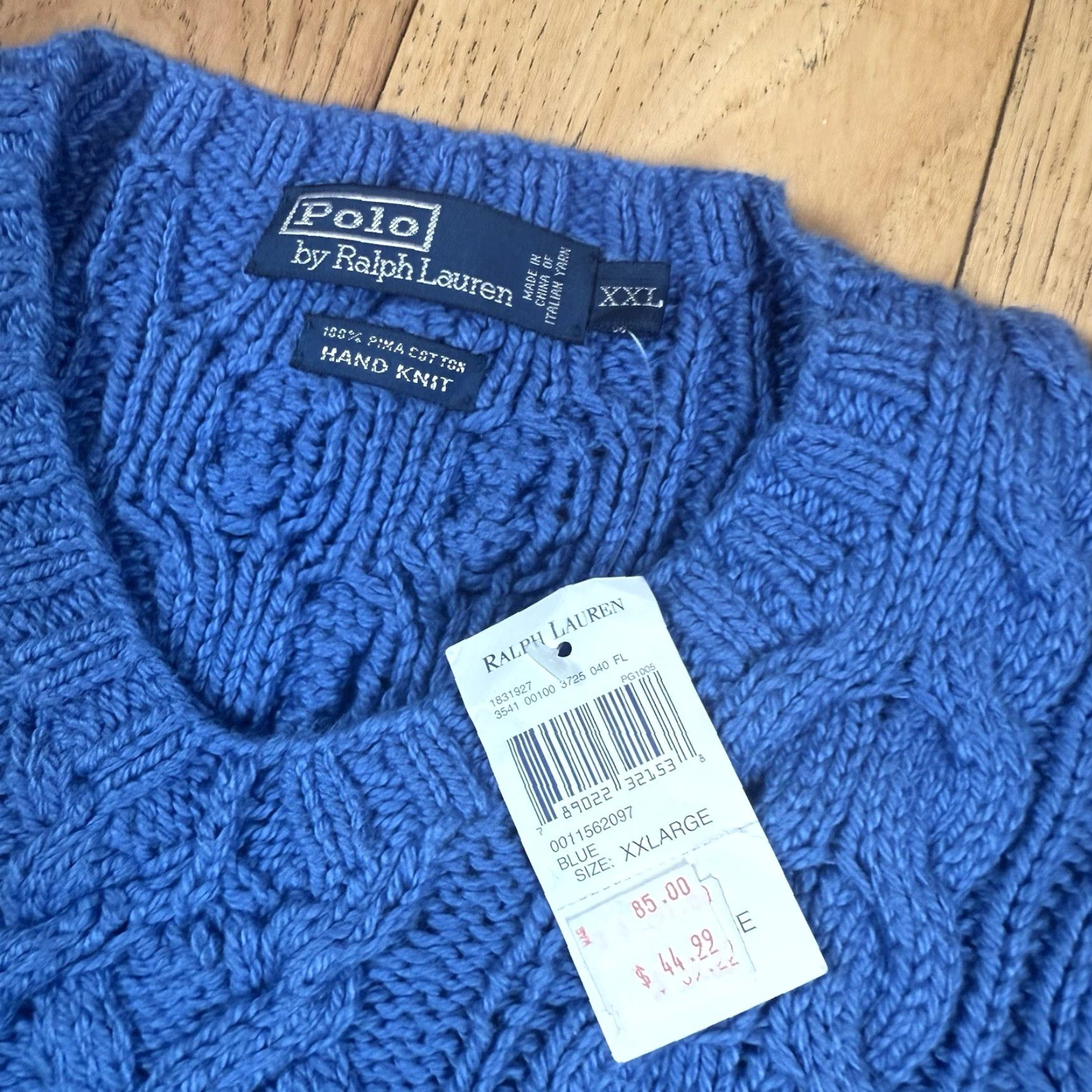 Ralph Lauren VINTAGE Polo Ralph Lauren Sweater Cable-Knit Pullover Mens XXL Blue NWT Hands Knit Heavy NWT Size US XXL / EU 58 / 5 - 2 Thumbnail