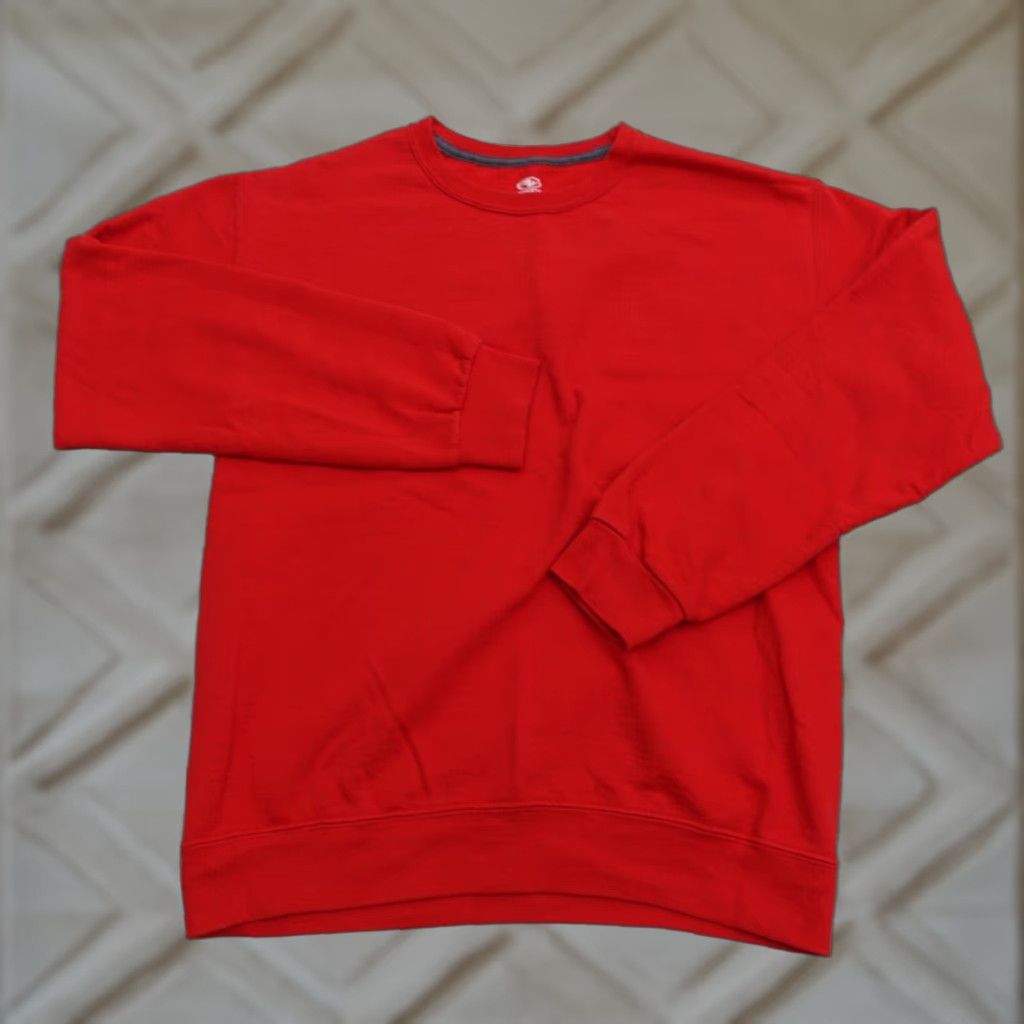 Athletic Works Athletic Works Sweatshirt Unisex Adult S Red Cotton Blend Fleece Solid Long Sleeve Crew Neck Regular Fit Outdoor Classic Size US S / EU 44-46 / 1 - 1 Thumbnail