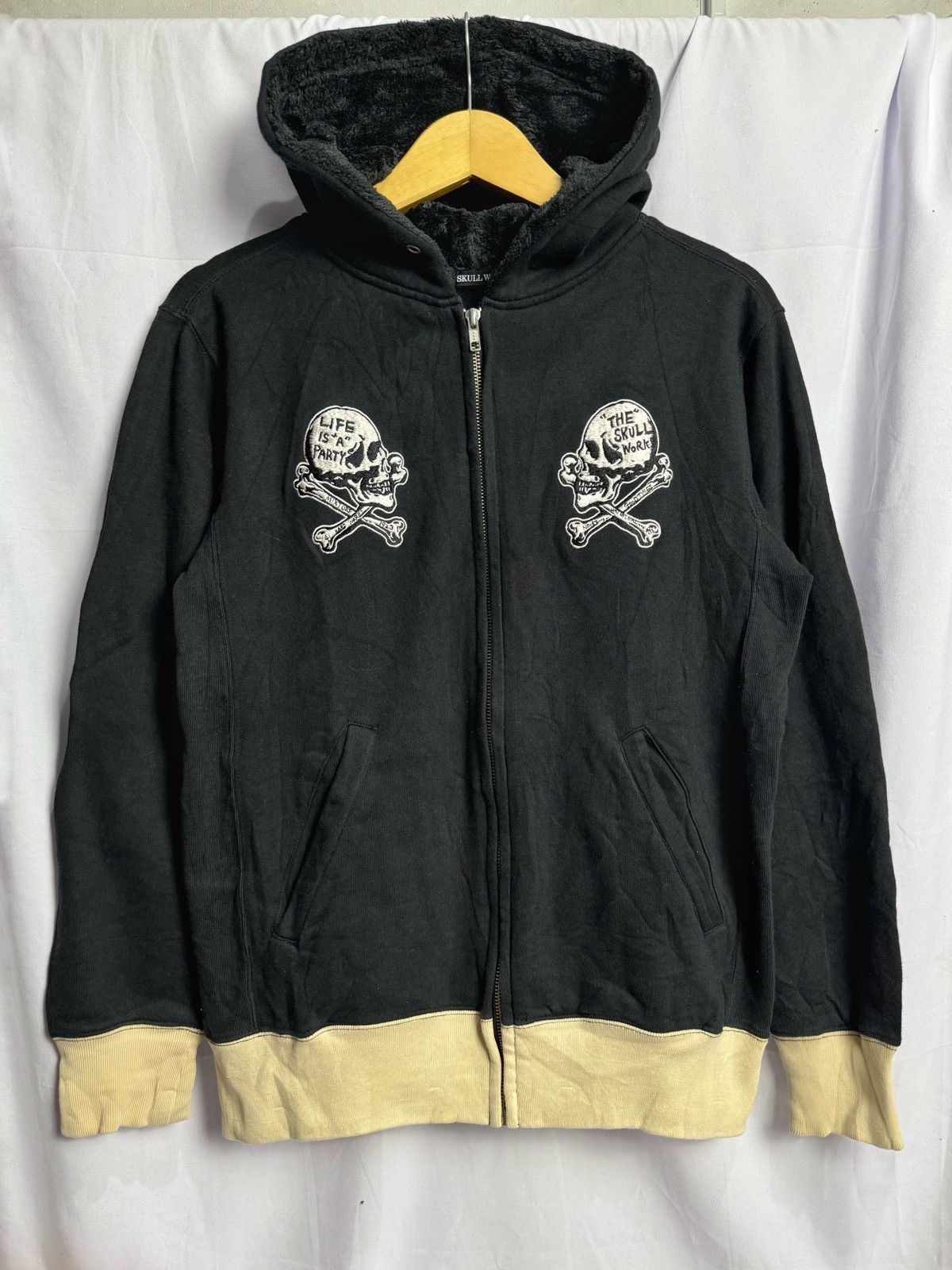 Japanese Brand Velvet Hoodie Skulls Bones life is a party Size US M / EU 48-50 / 2 - 2 Thumbnail
