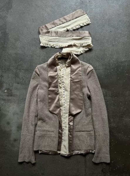 Undercover 06AW GURUGURU Detachable Collar Satin & Mixed-Fabric Jacket Size 38L - 2 Thumbnail