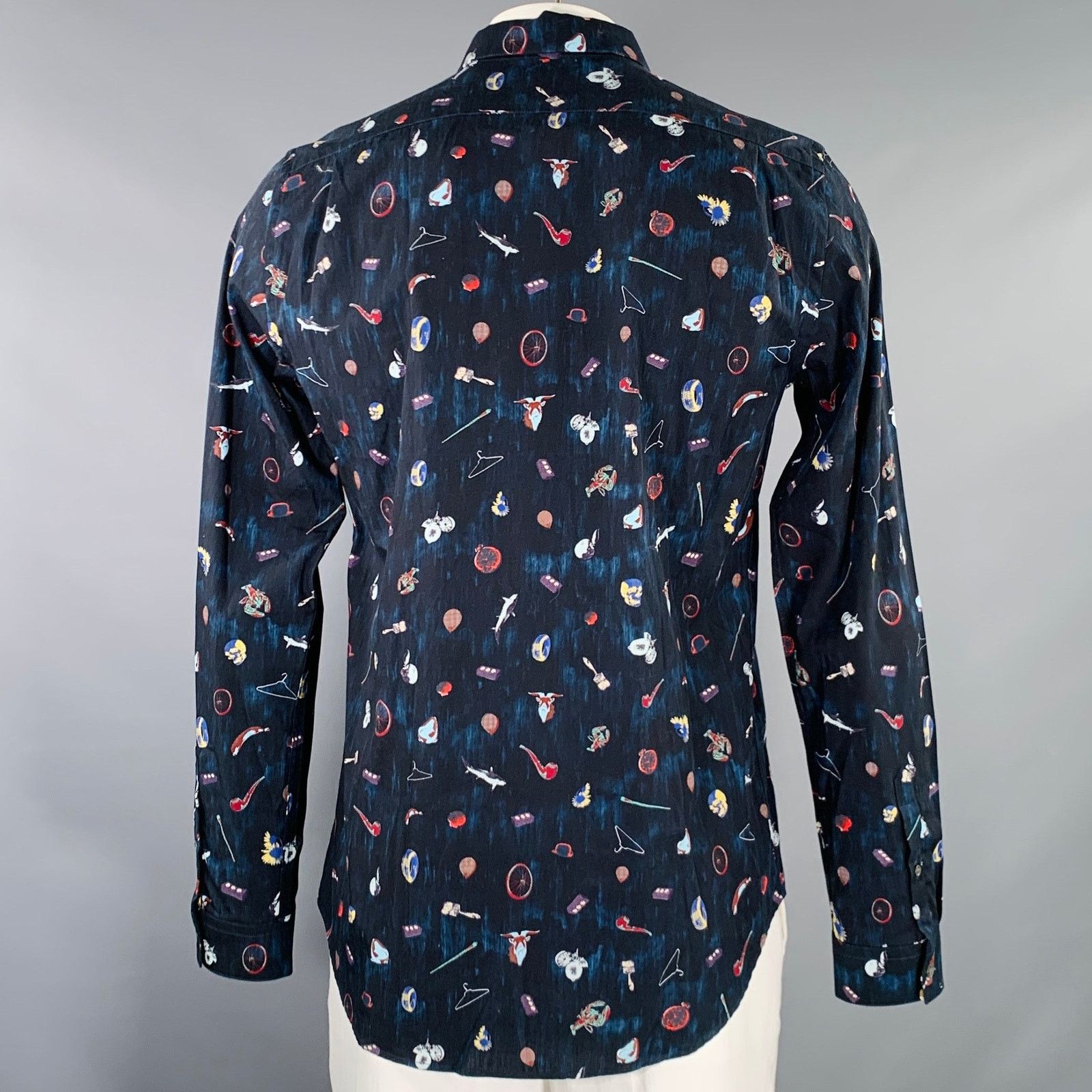Paul Smith Size L Black Multi Color Graphic Cotton Long Sleeve Shirt Size US L / EU 52-54 / 3 - 4 Thumbnail