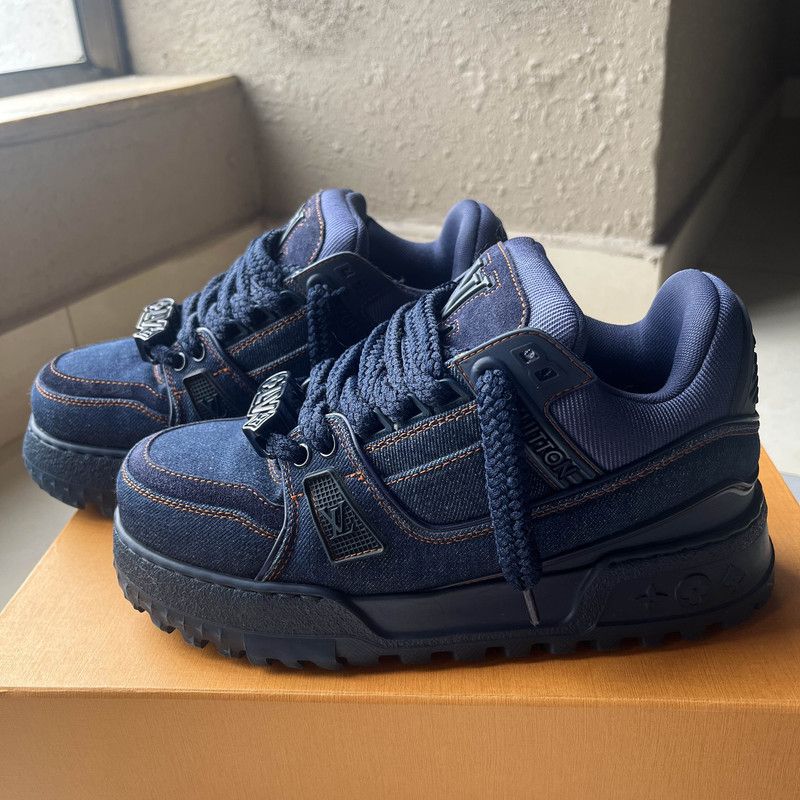 Louis Vuitton Louis Vuitton Trainer Maxi Denim Low-Top Sneakers 0079 Size US 7.5 / EU 40-41 - 1 Thumbnail
