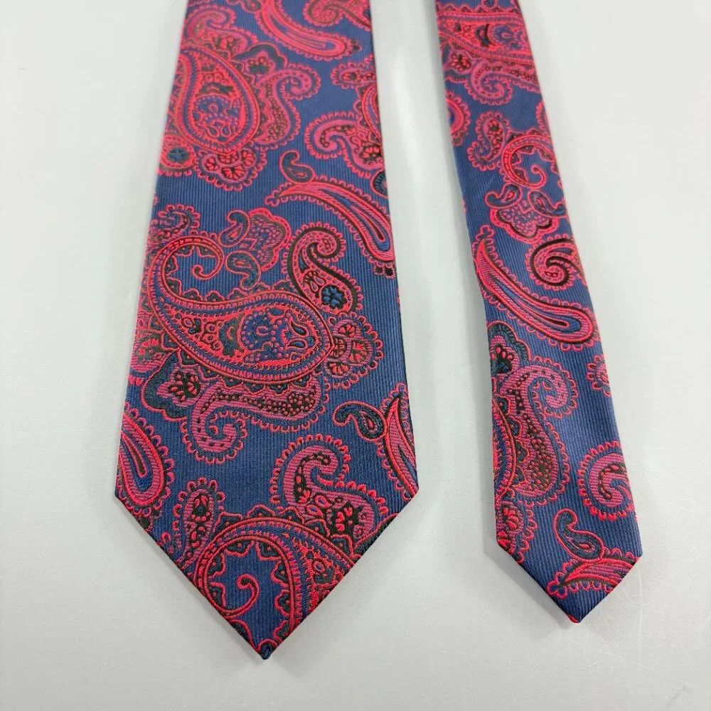 Stafford Stafford Navy / Red Paisley Men's Tie 3 1/2" x 61" Size ONE SIZE - 2 Thumbnail