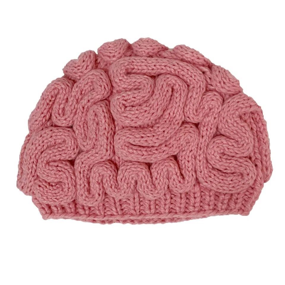 Designer Knitted Brain Hat Stretch Size ONE SIZE - 3 Thumbnail