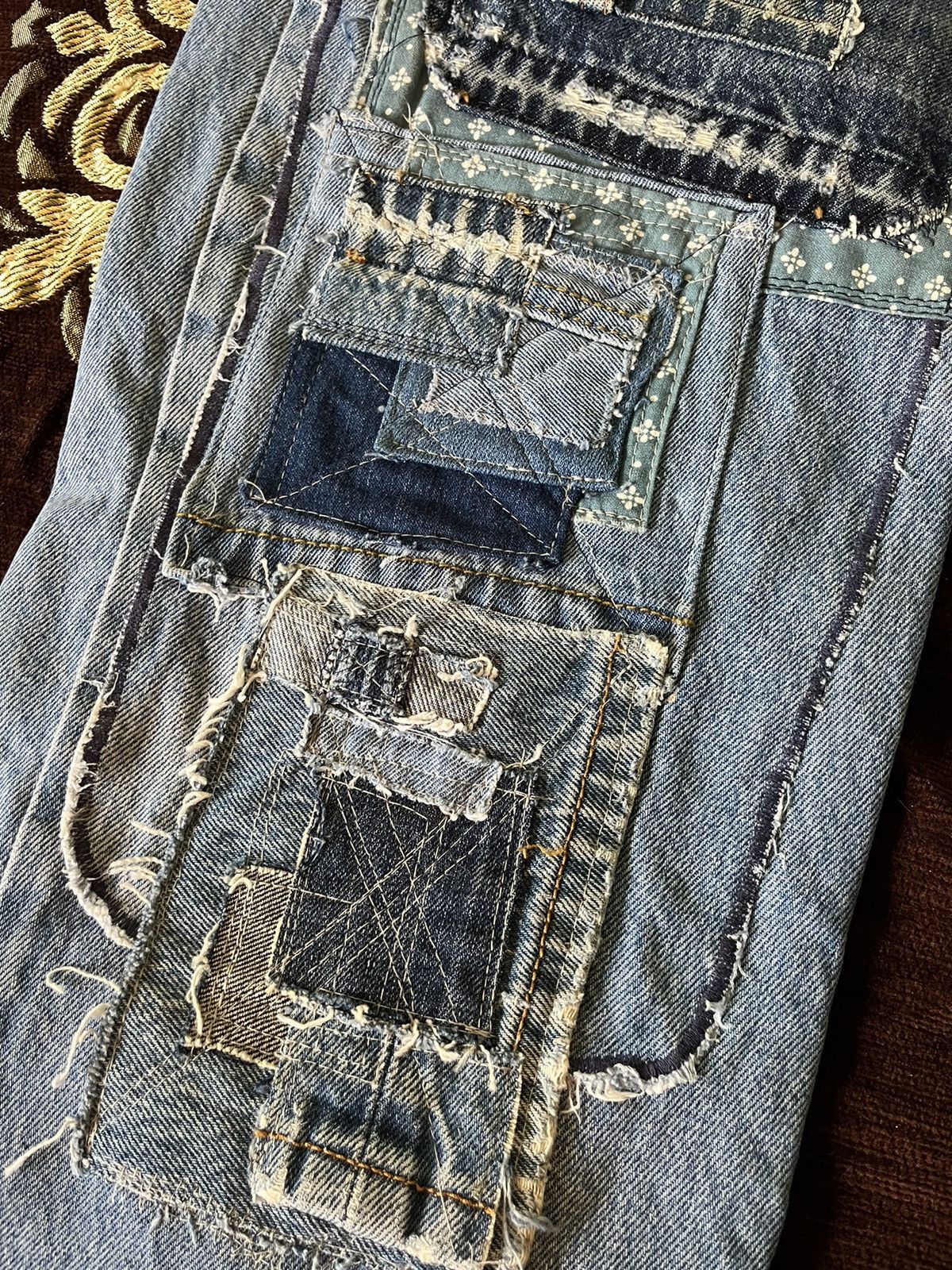 Levi's 1990s PATCHWORK DOUBLE KNEED LEVIS 501 Size US 36 / EU 52 - 6 Thumbnail