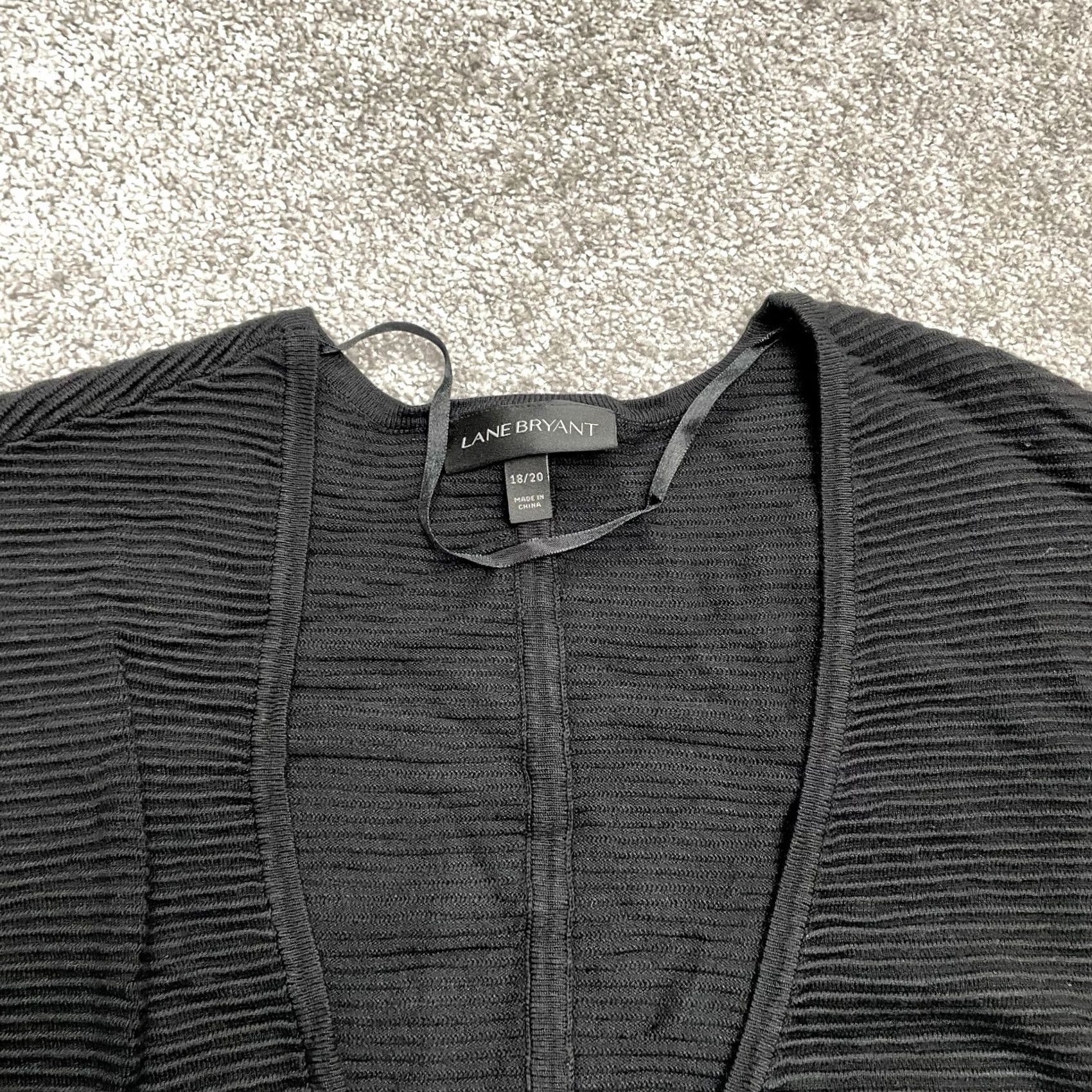 Vintage Lane Bryant Cardigan Sweater 18/20 Black Gray Knit Ribbed Dolman Kimono Womens Size L / US 10 / IT 46 - 4 Thumbnail