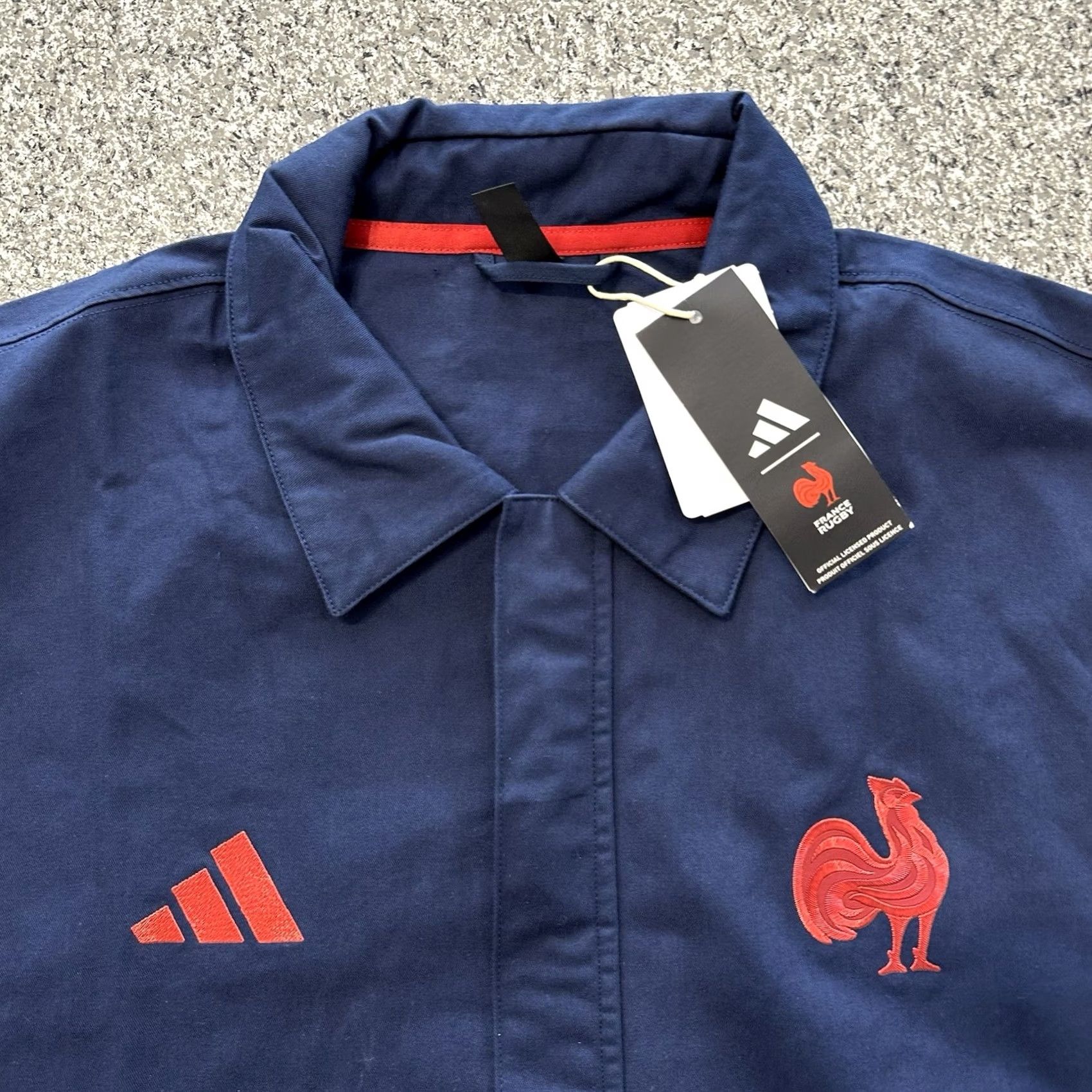 Adidas Adidas Rugby Travel Jacket Mens M Navy Blue Regular Fit Twill FFR Jacket Size US M / EU 48-50 / 2 - 2 Thumbnail