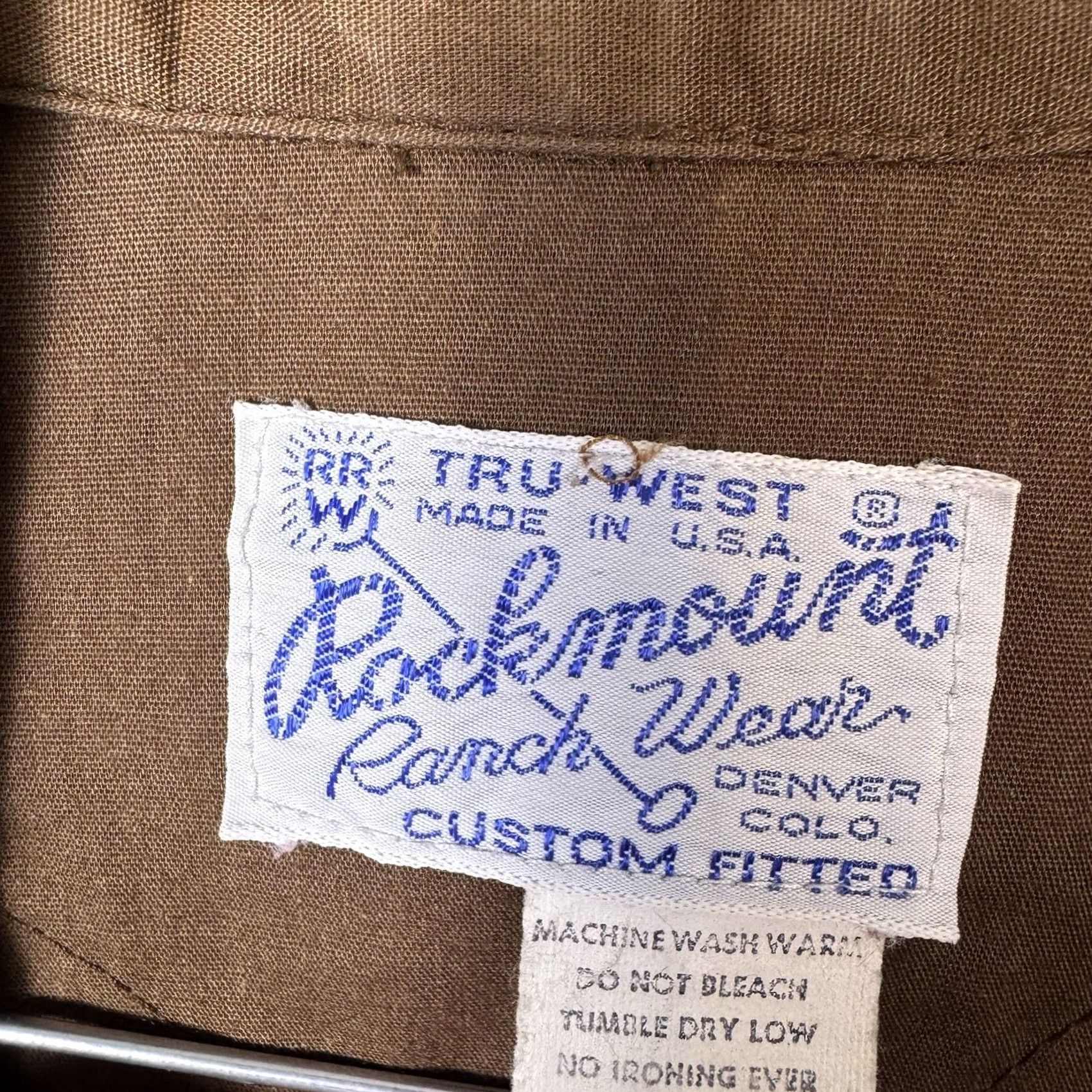 Rockmount Ranch Wear Rockmount Rach Wear Tru-West Shirt Mens M 16 Custom Fit USA Made Pearl Snap Brown Cotton Button-Up Western 80s 90s Casual Mens Size US M / EU 48-50 / 2 - 7 Thumbnail