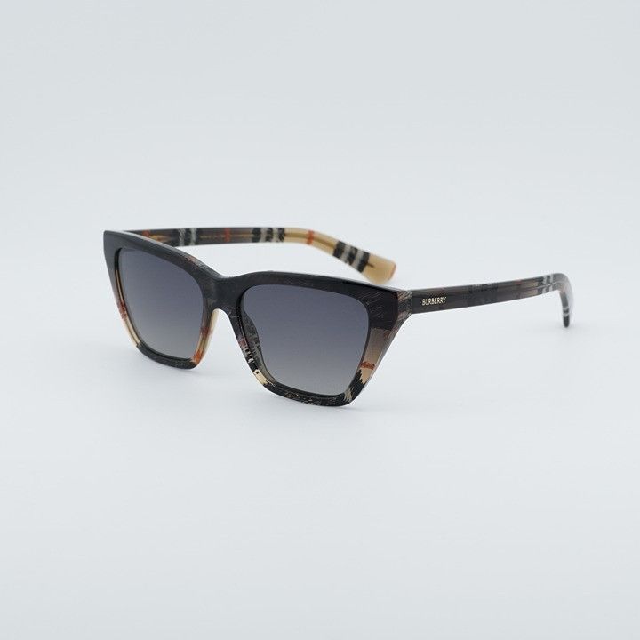 Burberry Burberry BE4468 4202T3 Sunglasses Sand Check Cat Eye Frame Size ONE SIZE - 3 Thumbnail