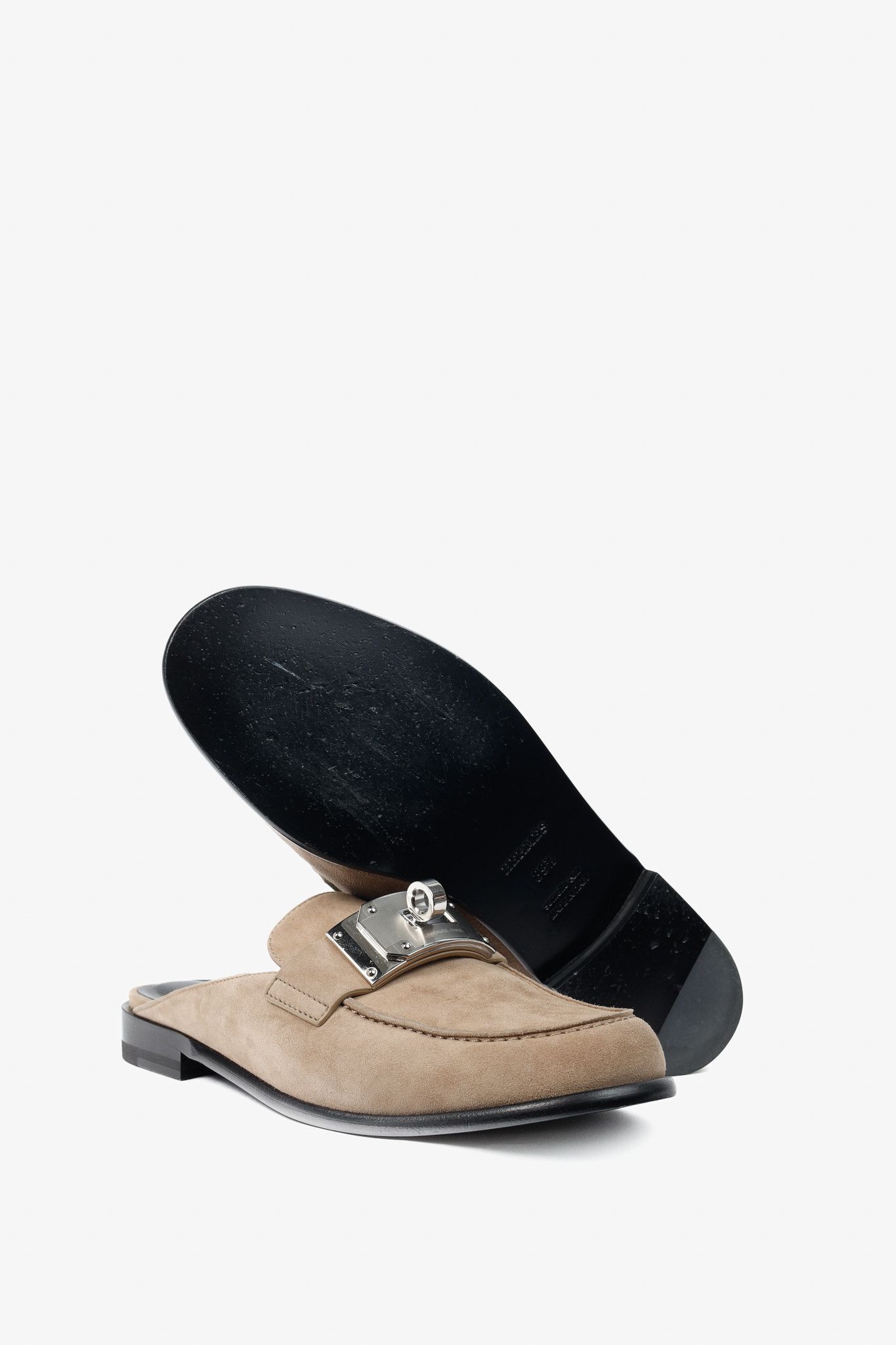 Hermes Hermes Lota Beige Sable Suede Kelly-Buckle Mules Size US 9 / IT 39 - 5 Thumbnail