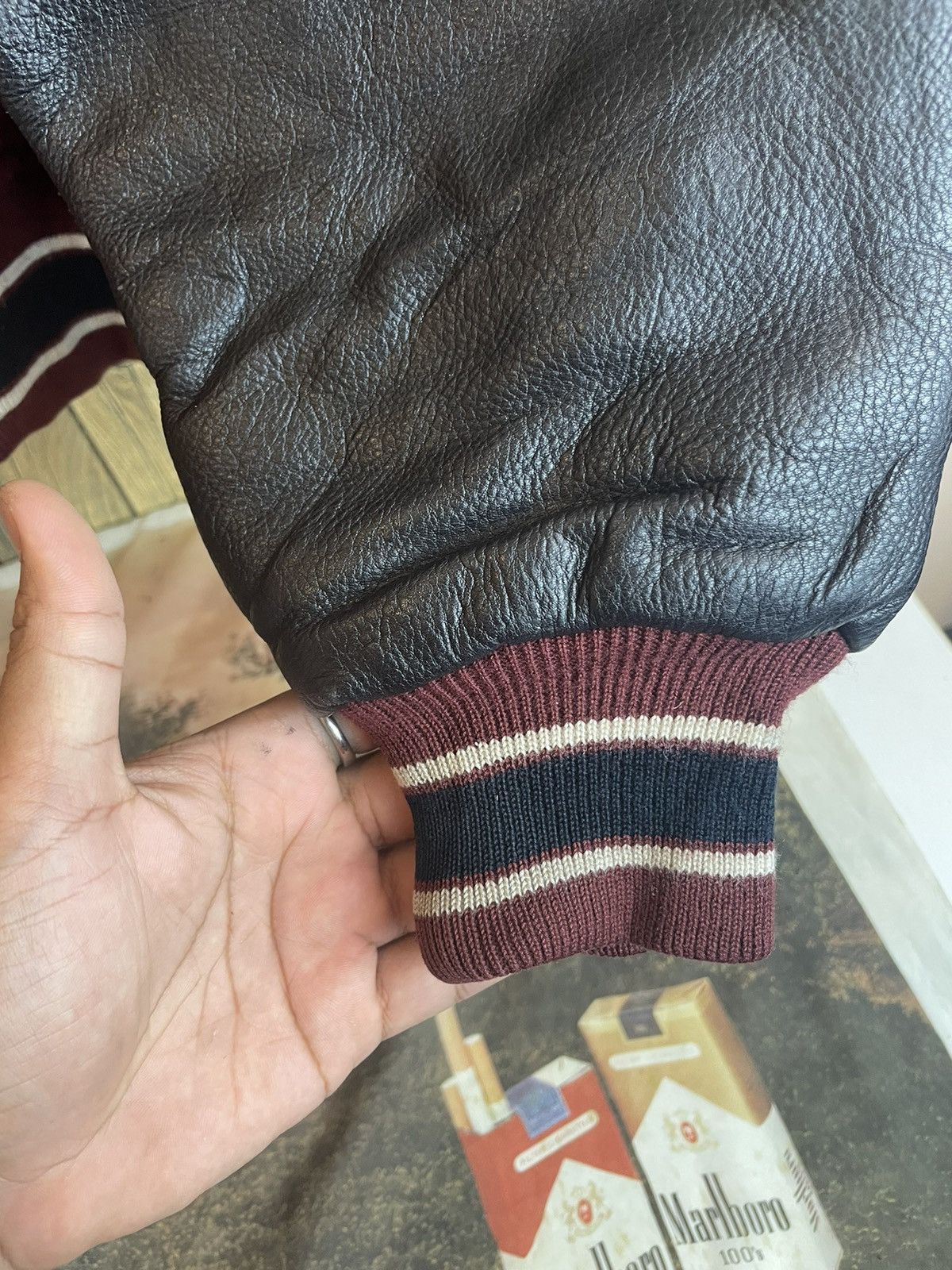 Vintage Vintage 80/90s Neo Blood leather sleeve Varsity Jacket Size US L / EU 52-54 / 3 - 8 Thumbnail