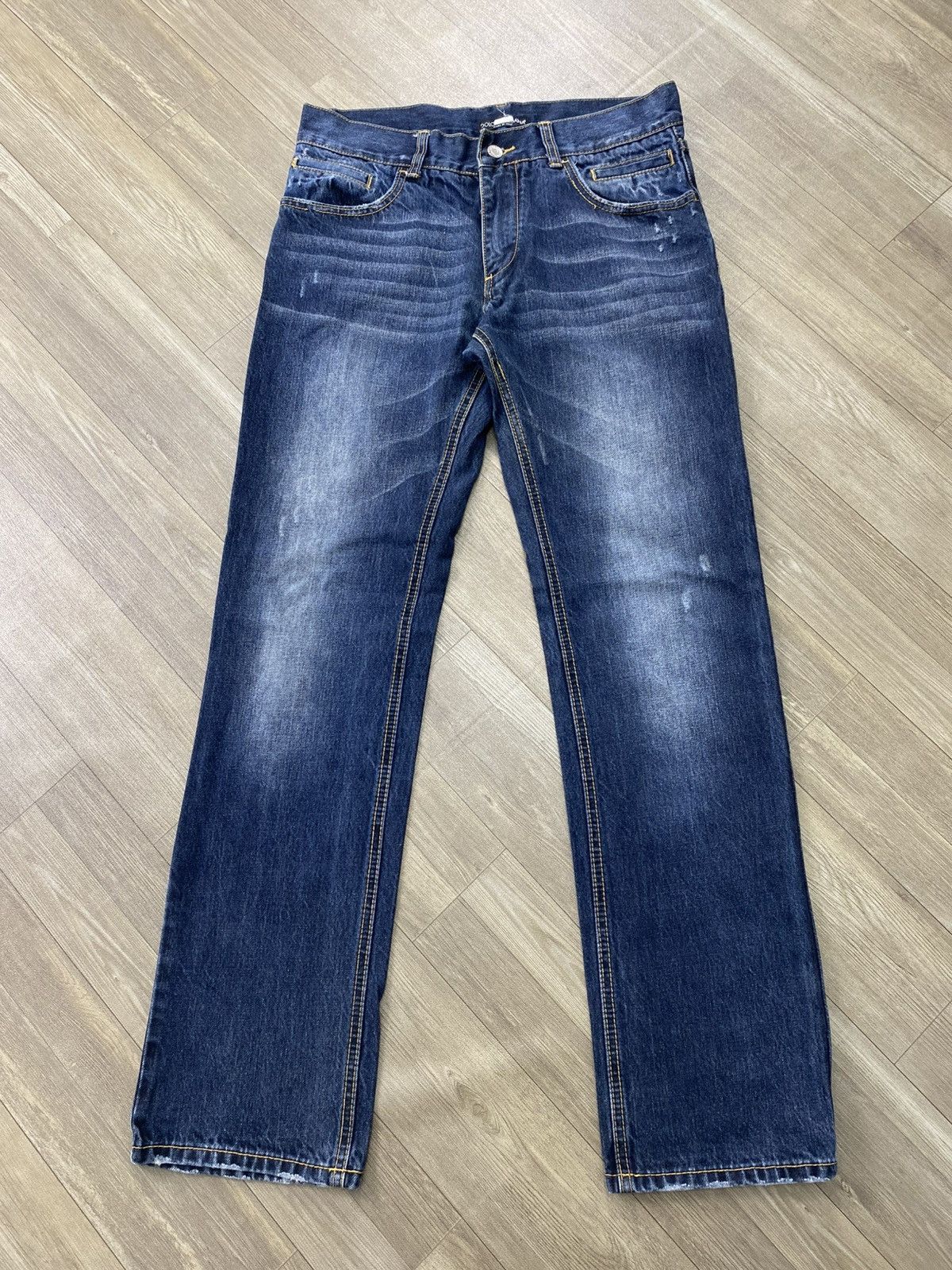 Dolce & Gabbana 2000s Dolce Gabbana Distressed Faded Straight Jeans Luxury Size US 34 / EU 50 - 1 Thumbnail