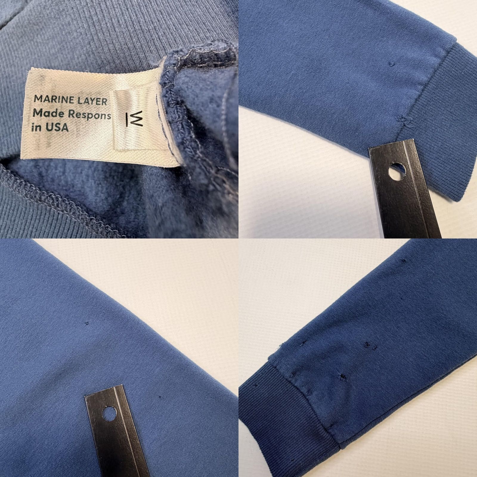 Marine Layer Marine Layer Hoodie Mens Medium Blue Full Zip Fleece Sweatshirt USA Made Logo Size US M / EU 48-50 / 2 - 8 Thumbnail