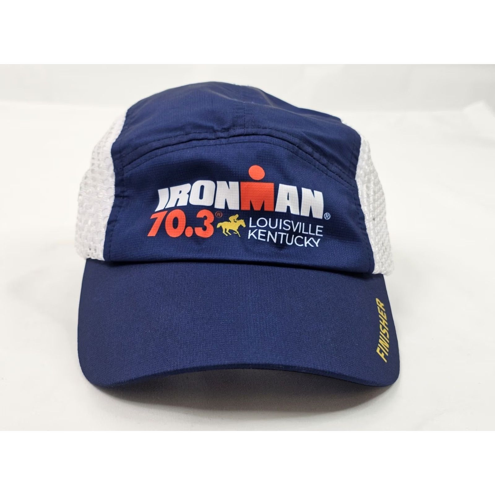 Vintage BOCO Gear IRONMAN Running Triathlon Hat Cap Lightweight Perforated Wicking Strap Blue One Size Mens Size ONE SIZE - 3 Thumbnail