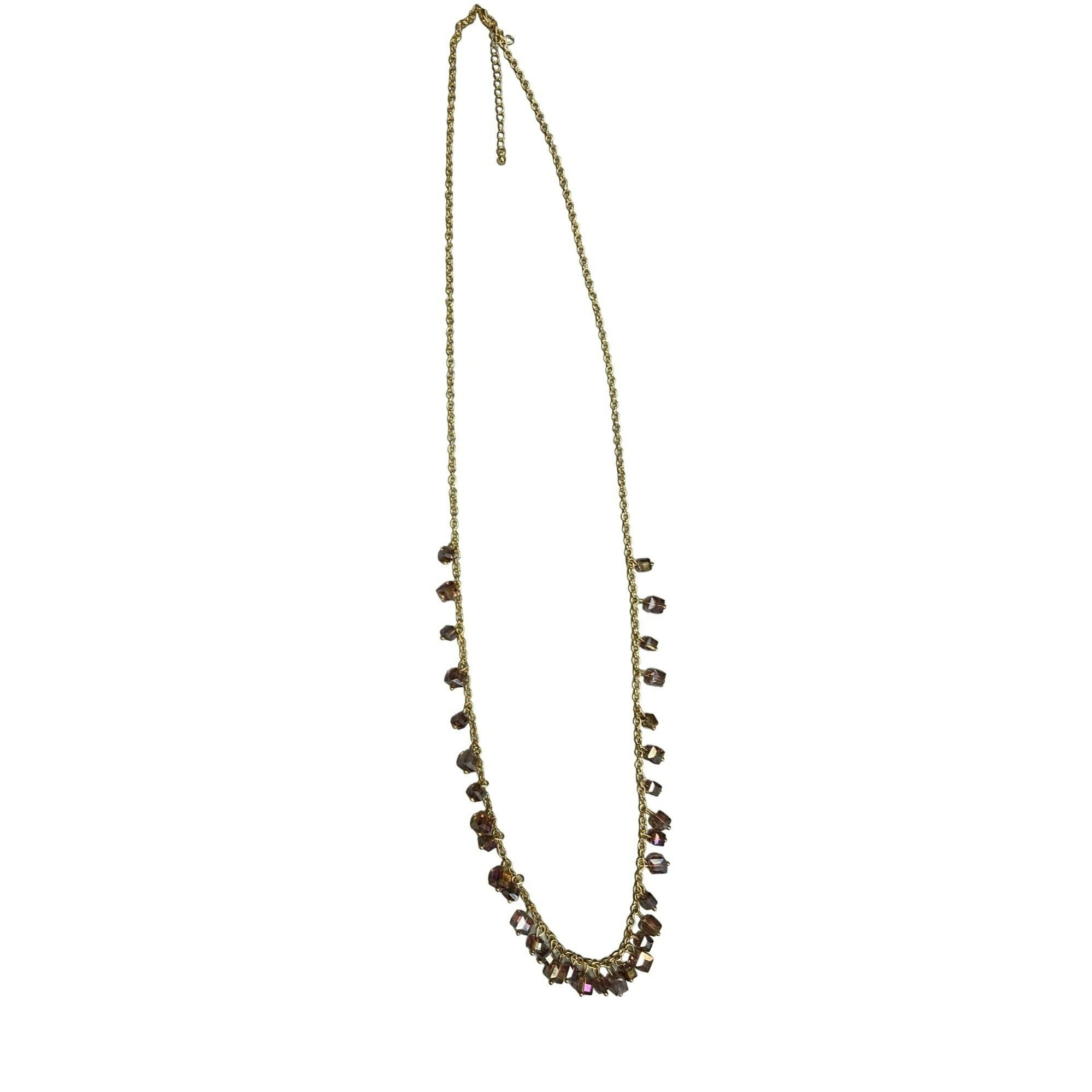 Other Long Gold-Tone Chain Necklace With Purple Crystal Beads & Ad Size ONE SIZE - 1 Thumbnail