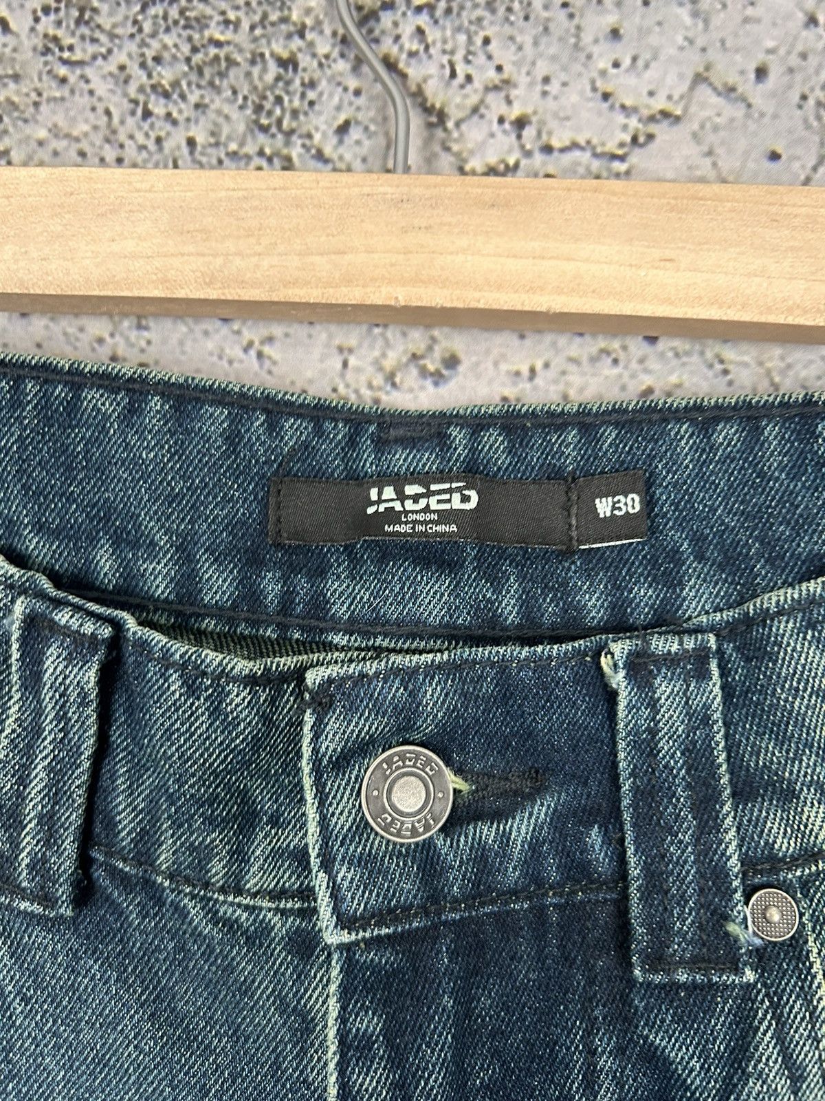 Jaded London Vintage Jaded London Colossus Fit Thrashed Blue Green Denim Size US 30 / EU 46 - 6 Thumbnail