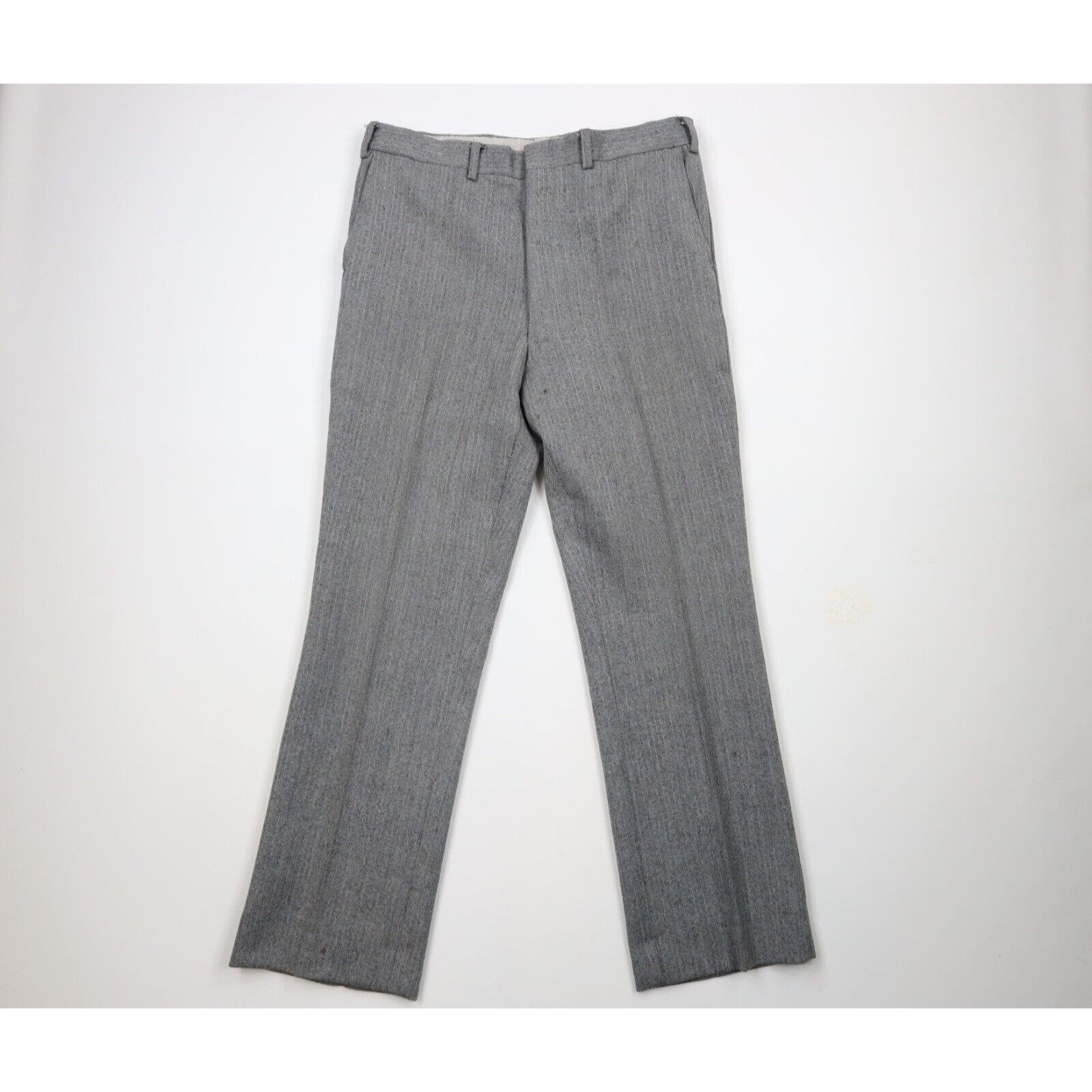 Vintage Vintaeg 70s Streetwear Wool Herringbone 3 Piece Suit Size 40L - 12 Thumbnail