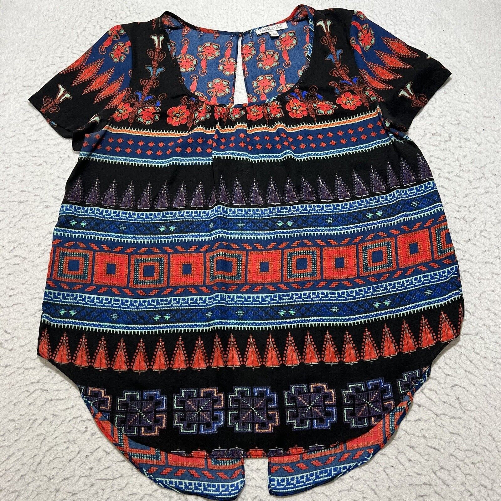 Other Patrons of Peace Boho Aztec Lightweight Open Back Blouse Size L / US 10 / IT 46 - 1 Thumbnail