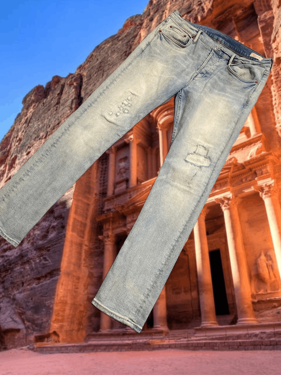 Allsaints Distressed Jeans blue Allsaints size 34 Vintage streetwear Size 34" / US 12 / IT 48 - 1 Thumbnail