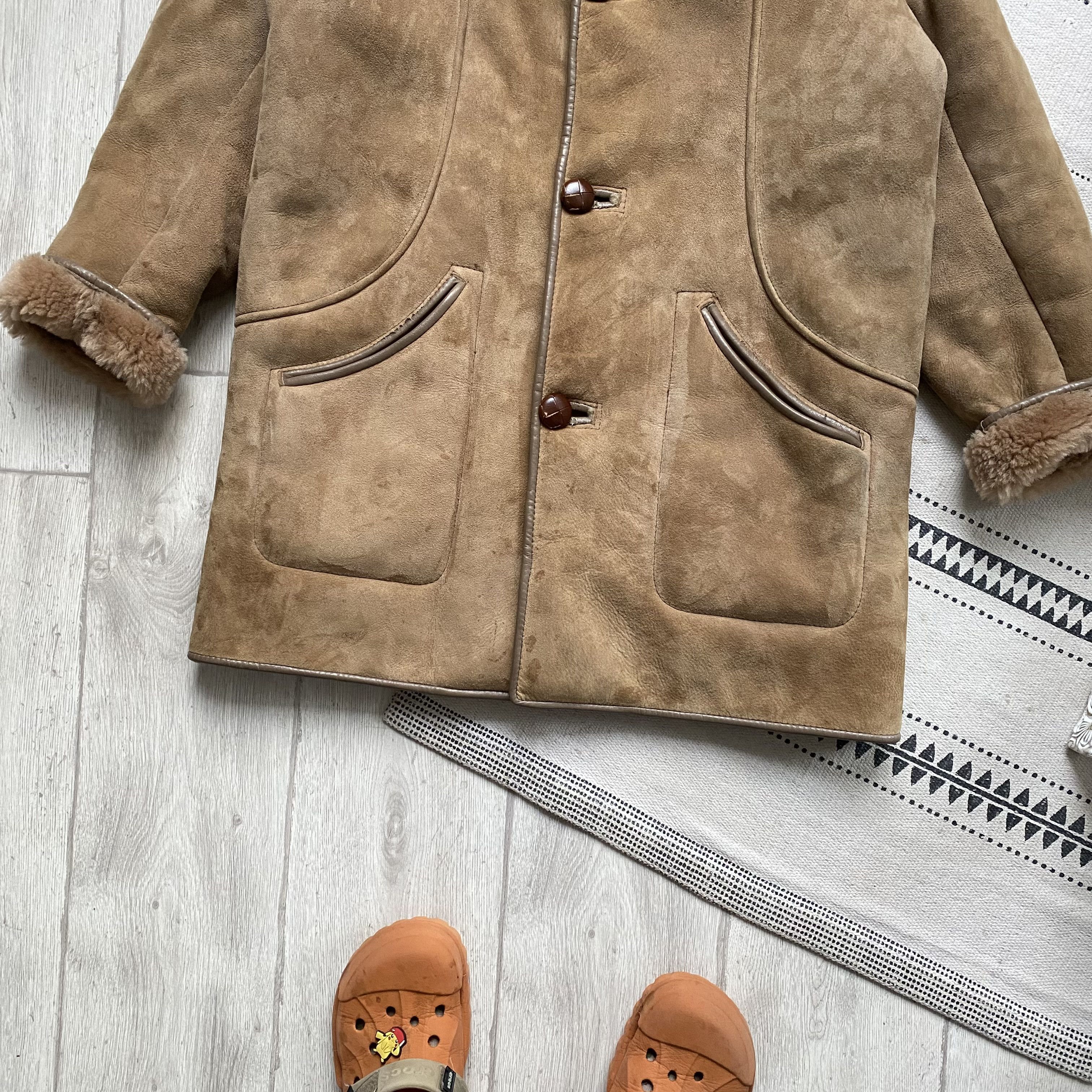 Genuine Leather Vintage 70-80s Real Sheepskin heavy coat Suede jacket Size US M / EU 48-50 / 2 - 3 Thumbnail