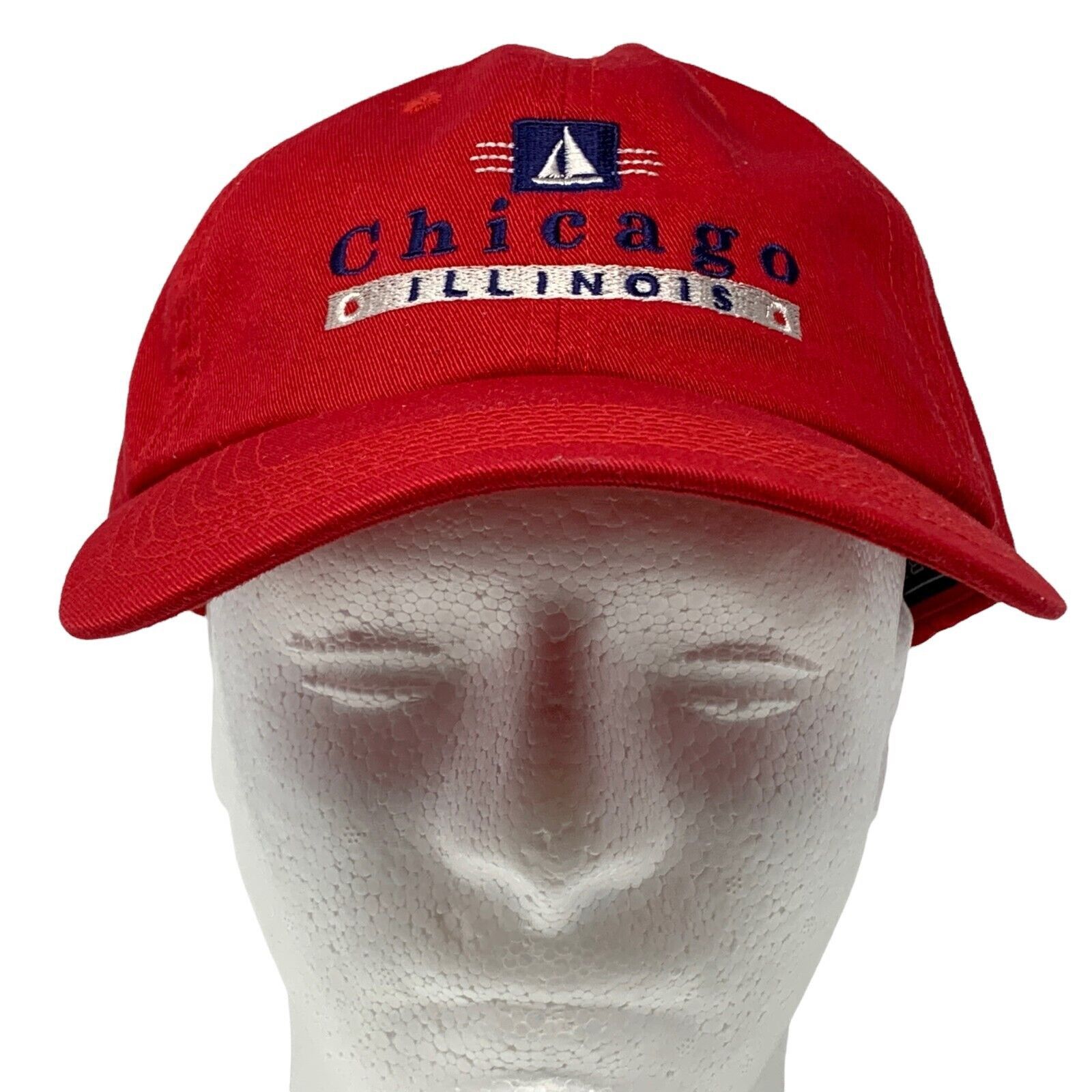 Perrin Chicago Illinois Dad Hat Cap Red Sailboat Nautical 6 Panel Size ONE SIZE - 2 Thumbnail