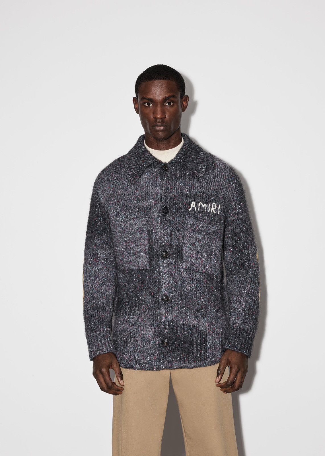 Amiri Space Dye Overshirt in Black XL