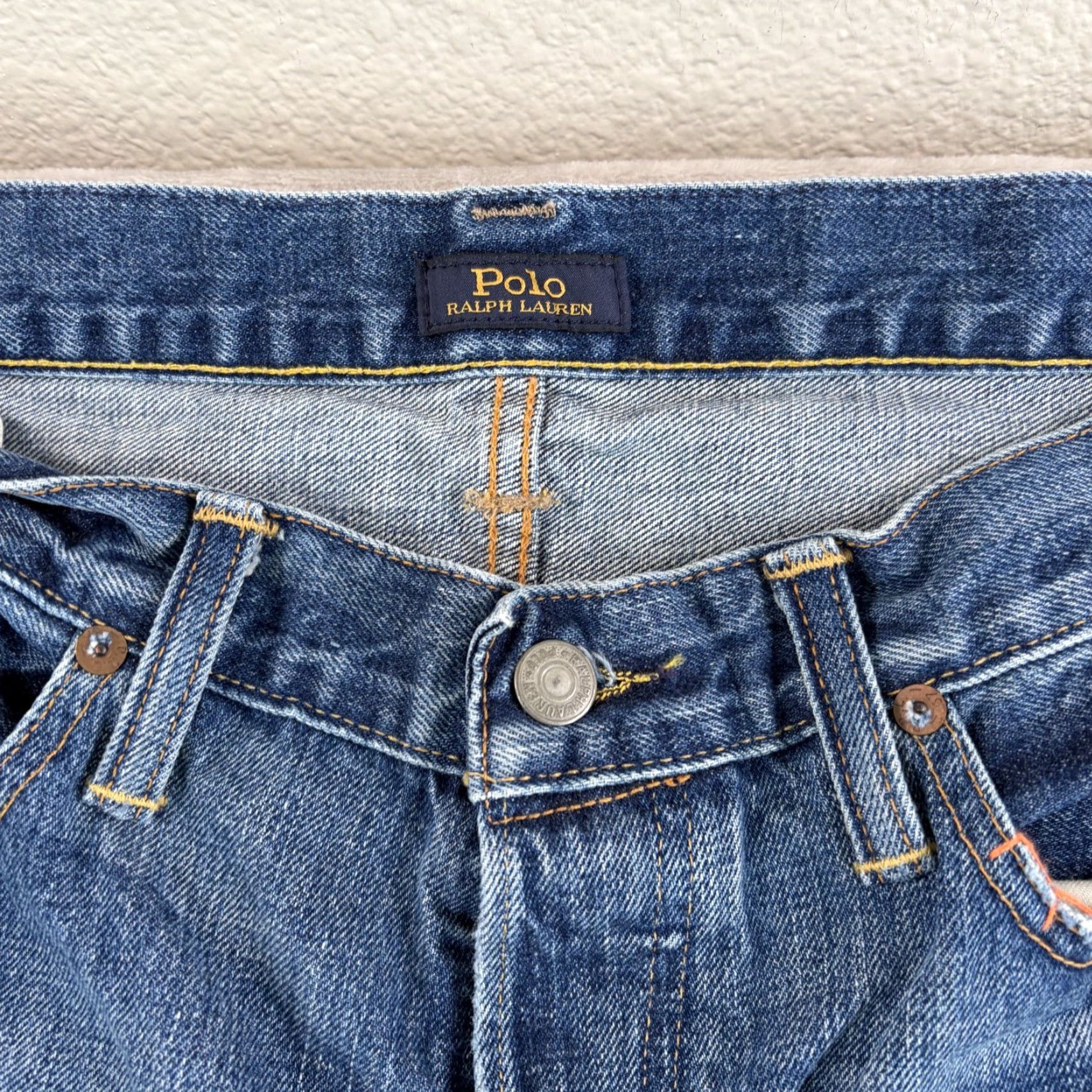 Polo Ralph Lauren VINTAGEPOLO RALPH LAUREN Varick Slim Straight Serape Patch Distressed Jeans Men 34x32 Size US S / EU 44-46 / 1 - 2 Thumbnail