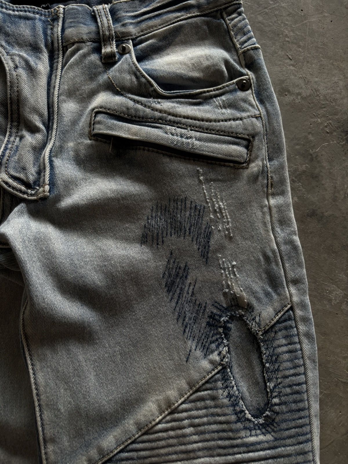 Hysteric Glamour IN THE ATTIC biker pant denim sashiko japanese balmain style Size US 29 - 11 Thumbnail