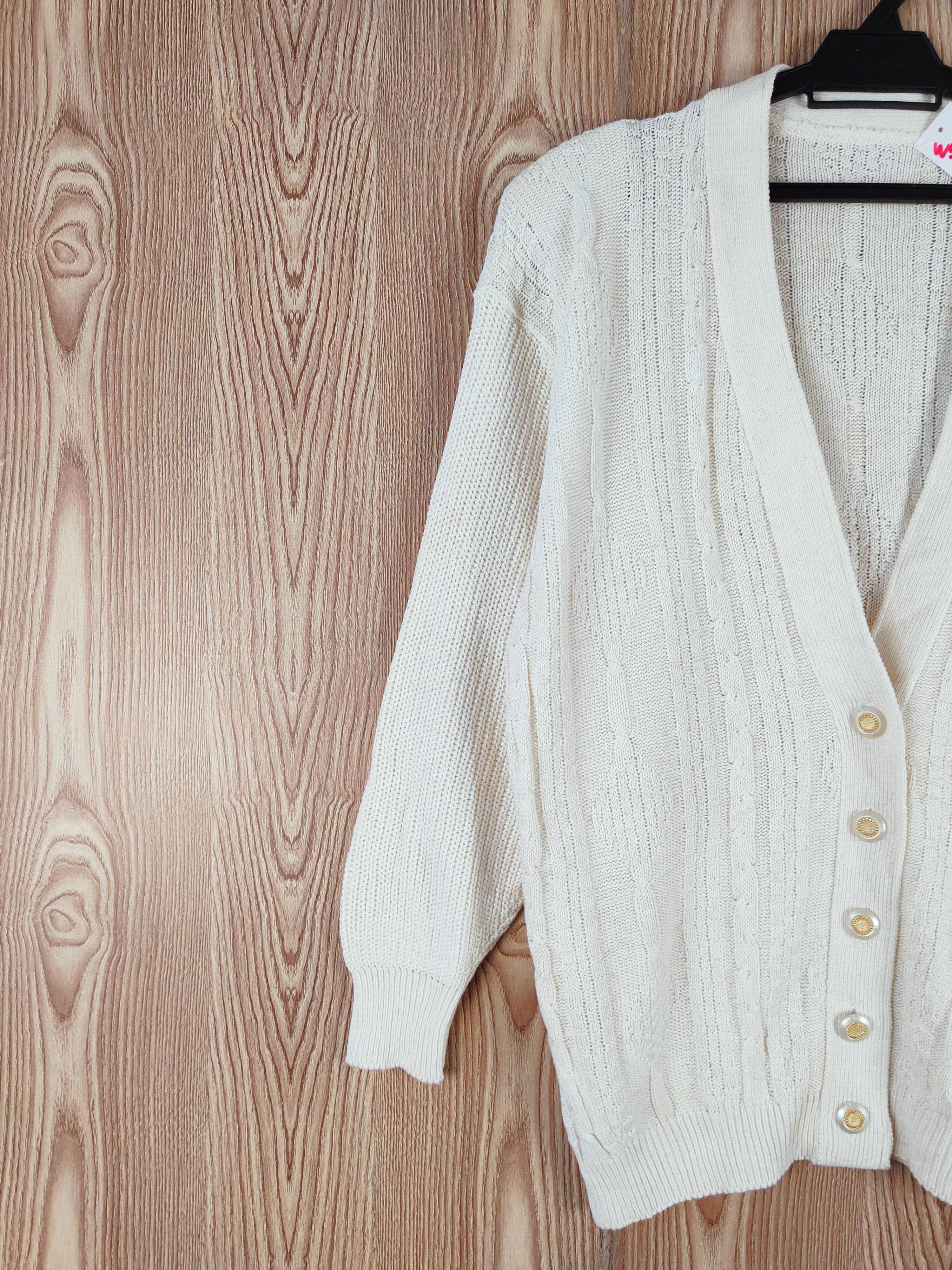 Aran Isles Knitwear × Japanese Brand Japanese Brand Cream Knitwear Cardigan vintage #W 550 Size L / US 10 / IT 46 - 3 Thumbnail