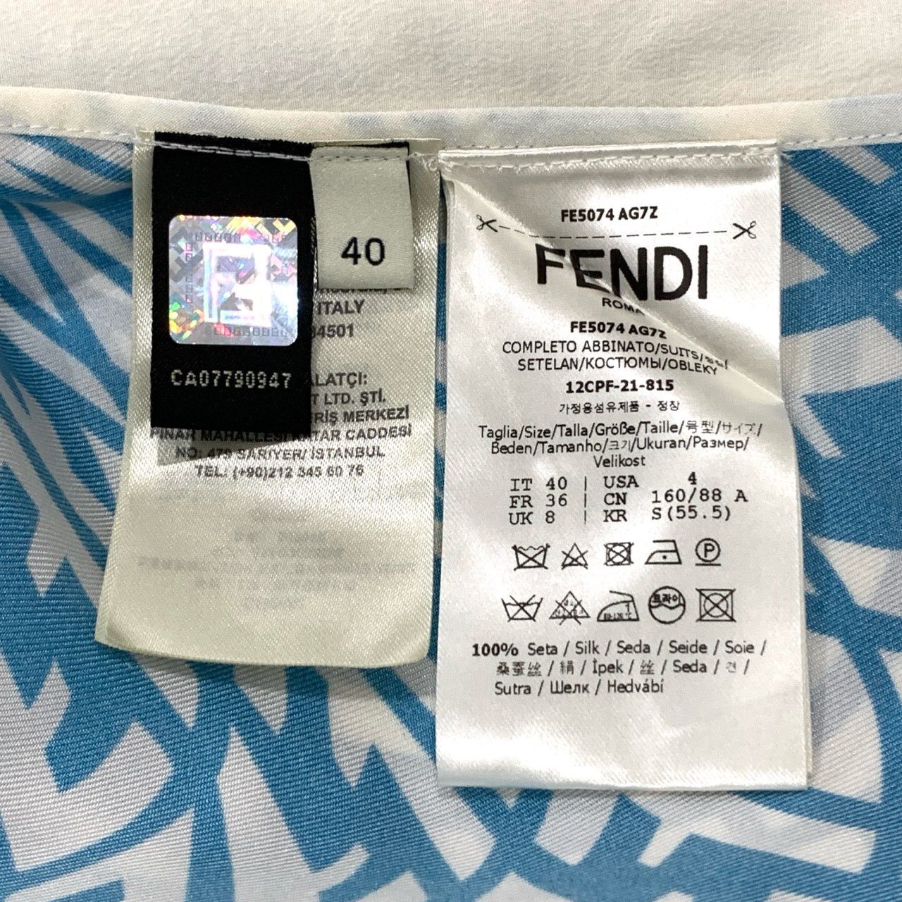 Fendi Fendi Logo Letter Print Elastic Waist Blue Silk Shorts Size 28" / US 6 / IT 42 - 6 Thumbnail