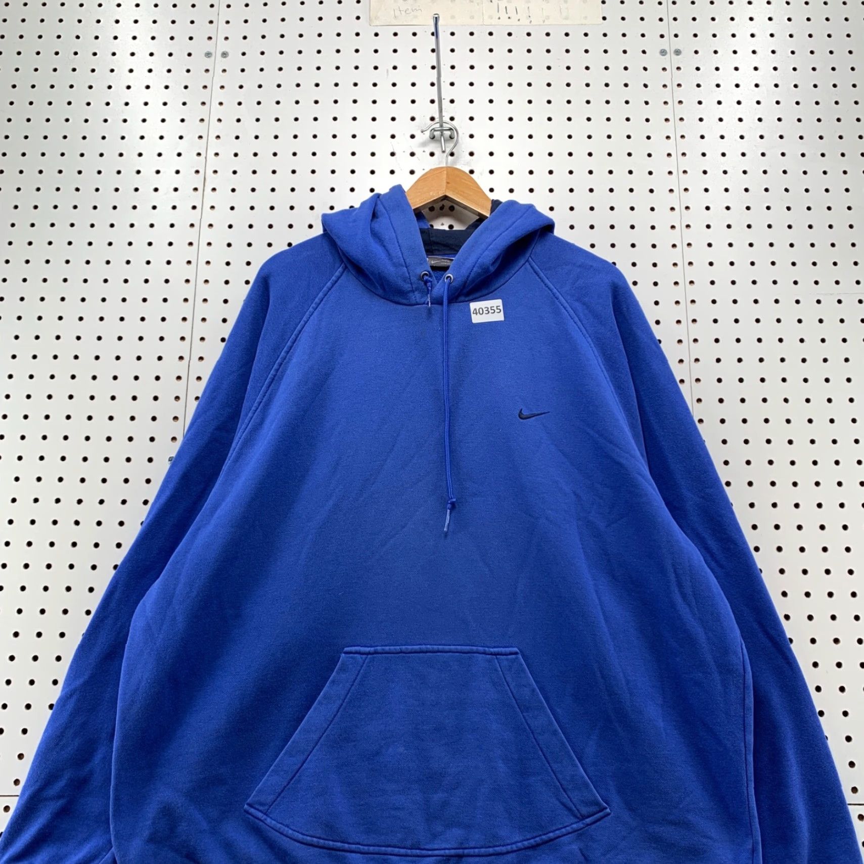 Vintage Nike Hoodie Sweatshirt Men 2XL Blue Y2K Pullover Fleece Winter Casual