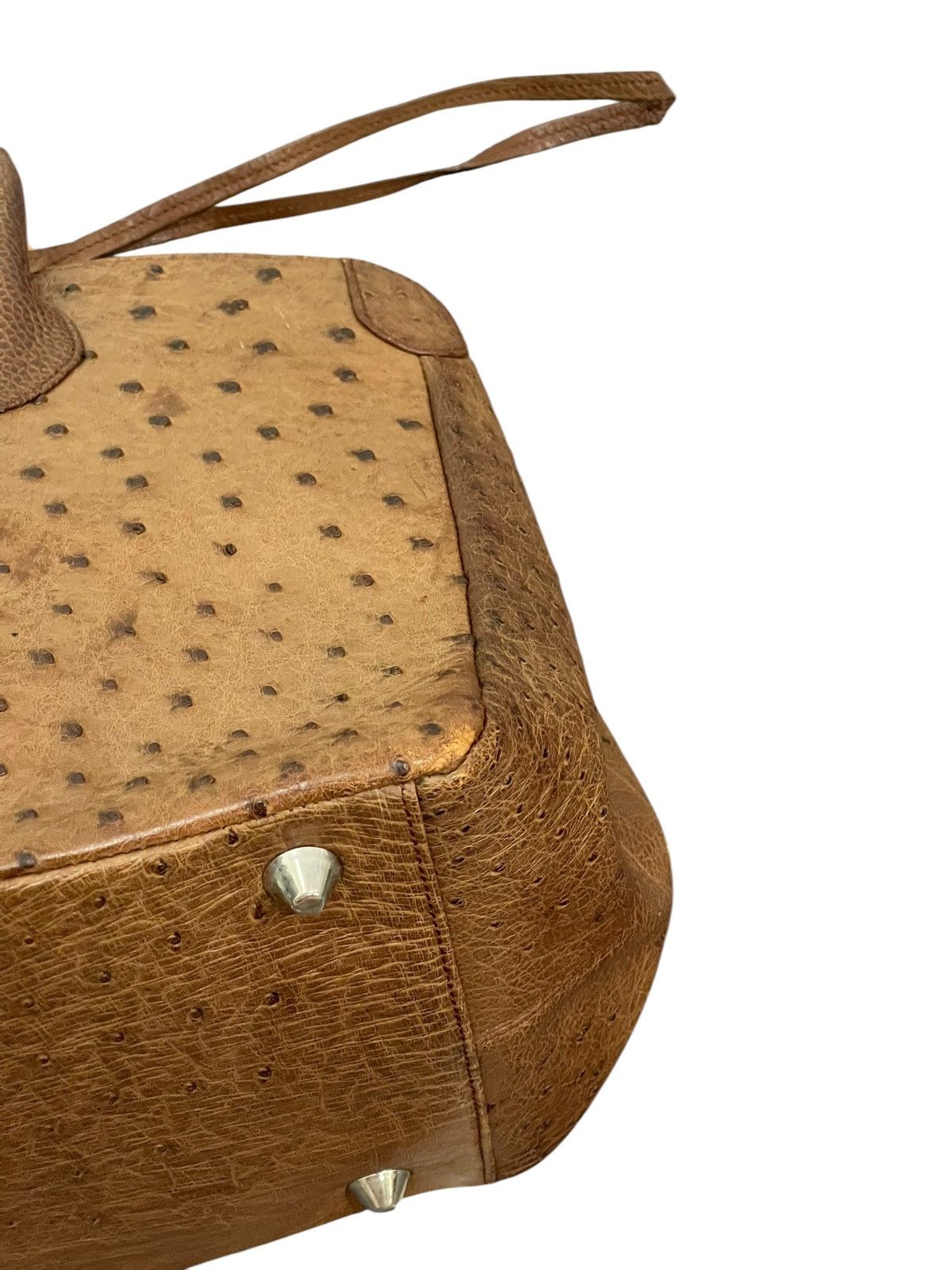 Genuine Leather Full Leather Ostritch Patina Vtg Unknown Tote Bag 2🟩0 Size ONE SIZE - 8 Thumbnail