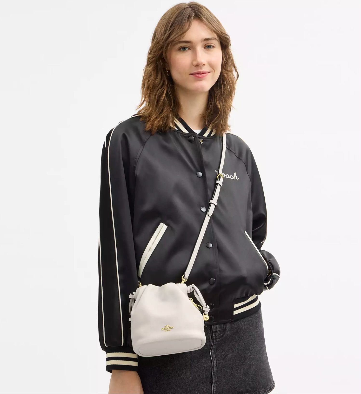Coach Faye Mini Drawstring Bag With Ruching CDB67 Size ONE SIZE - 6 Thumbnail