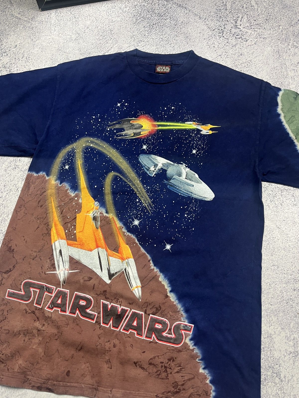 Star Wars × Vintage Vintage 90’s Star Wars Episode 1 Overprint Tie Dye T Shirt Size US L / EU 52-54 / 3 - 5 Thumbnail