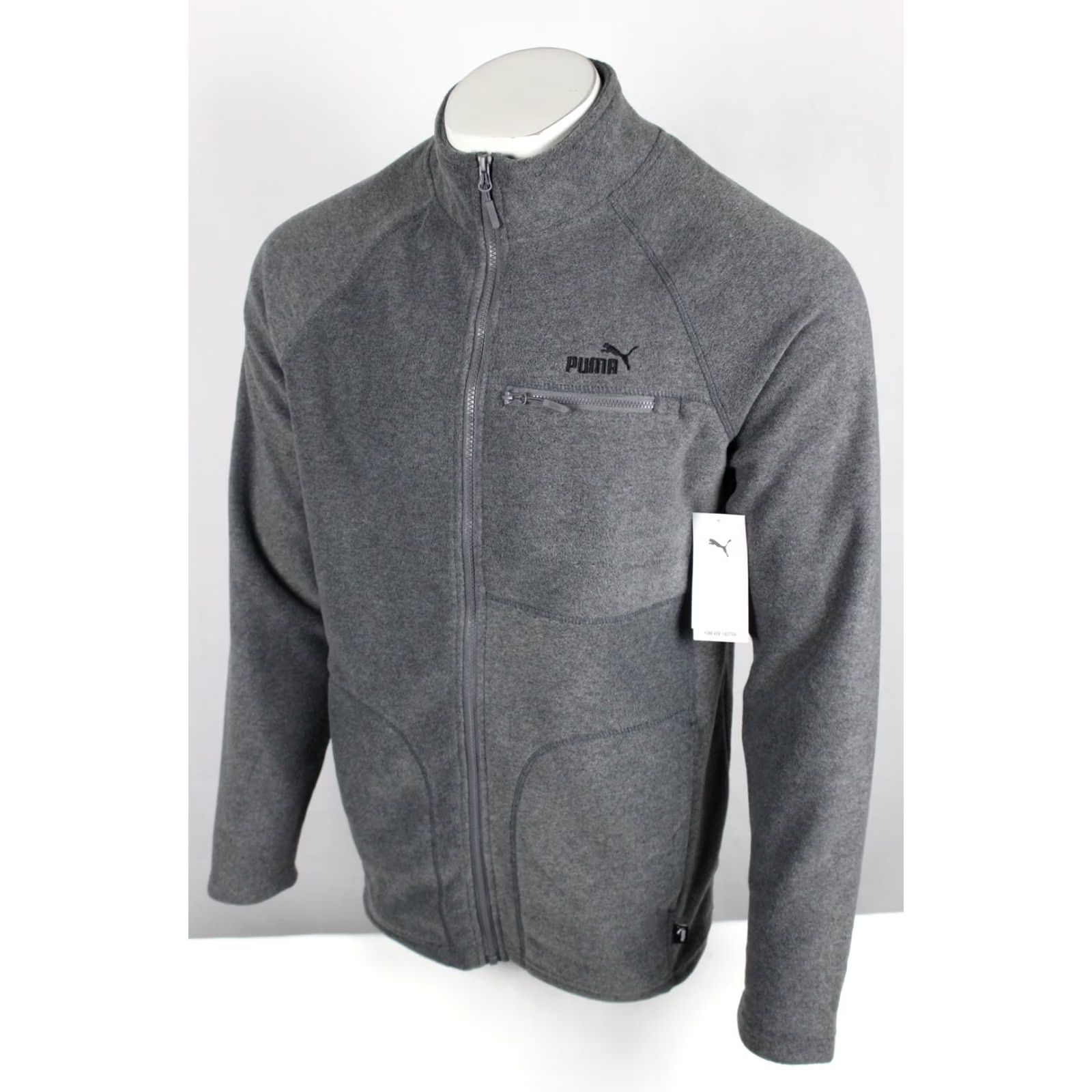 Puma Puma Men's Polar Fleece Jacket Raglan Sleeve M Medium Charcoal Heather 149318 Size US M / EU 48-50 / 2 - 5 Thumbnail