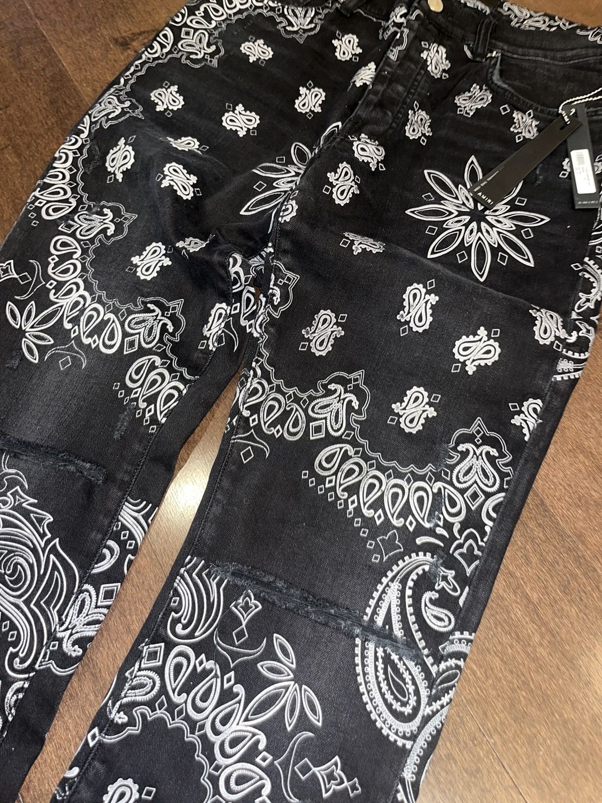 Amiri Amiri Black Bandana Jeans Size US 34 / EU 50 - 2 Thumbnail