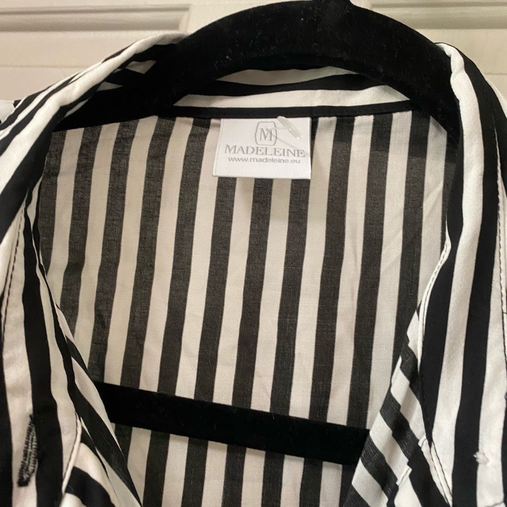 Revenge Madeleine Reverse Stripe Tye Button Blouse, Black White Shir Size XL / US 12-14 / IT 48-50 - 3 Thumbnail