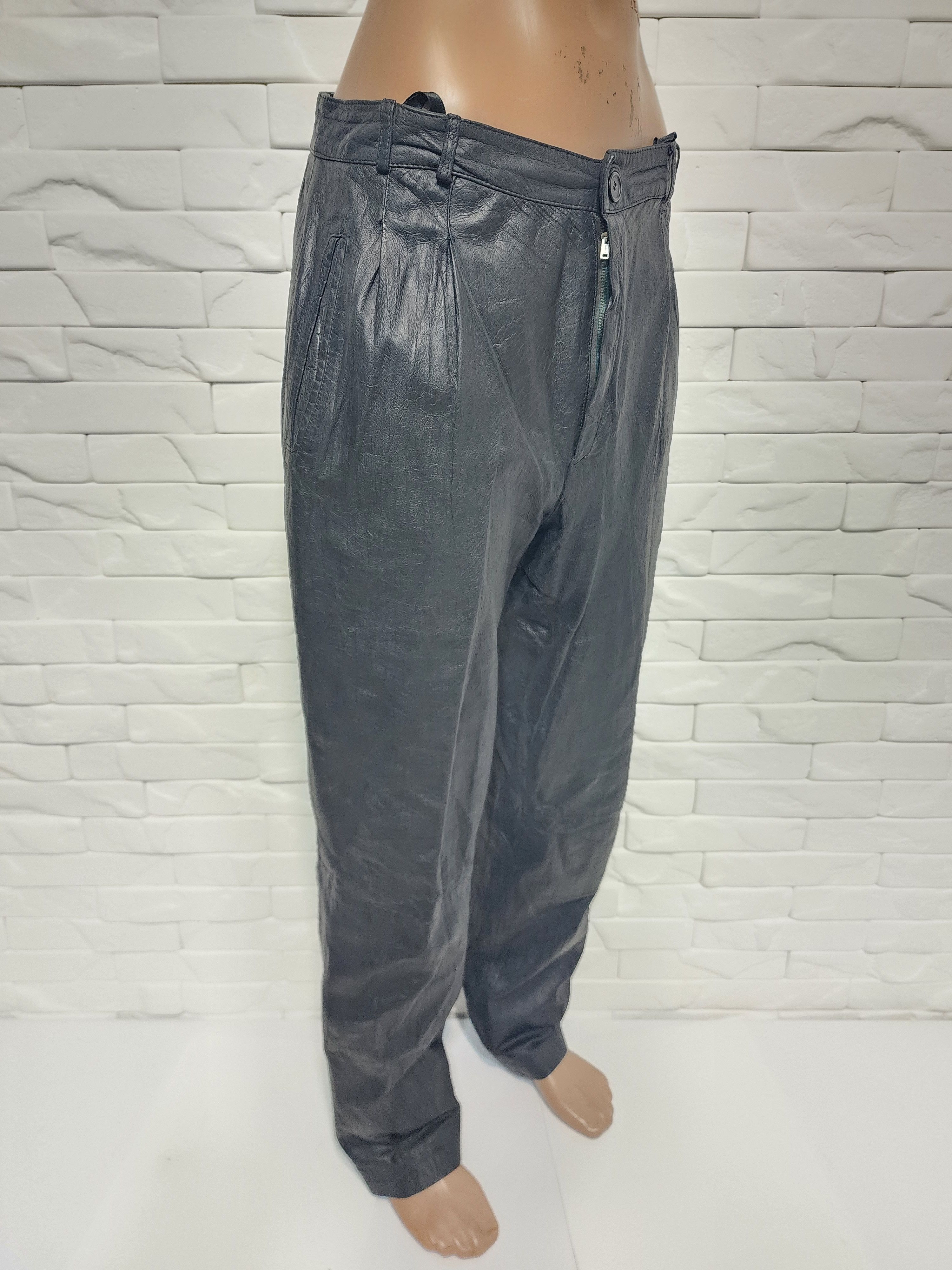 Genuine Leather Vintage Black Leather Pants: Men's Soft Leather Trousers Size US 29 - 2 Thumbnail