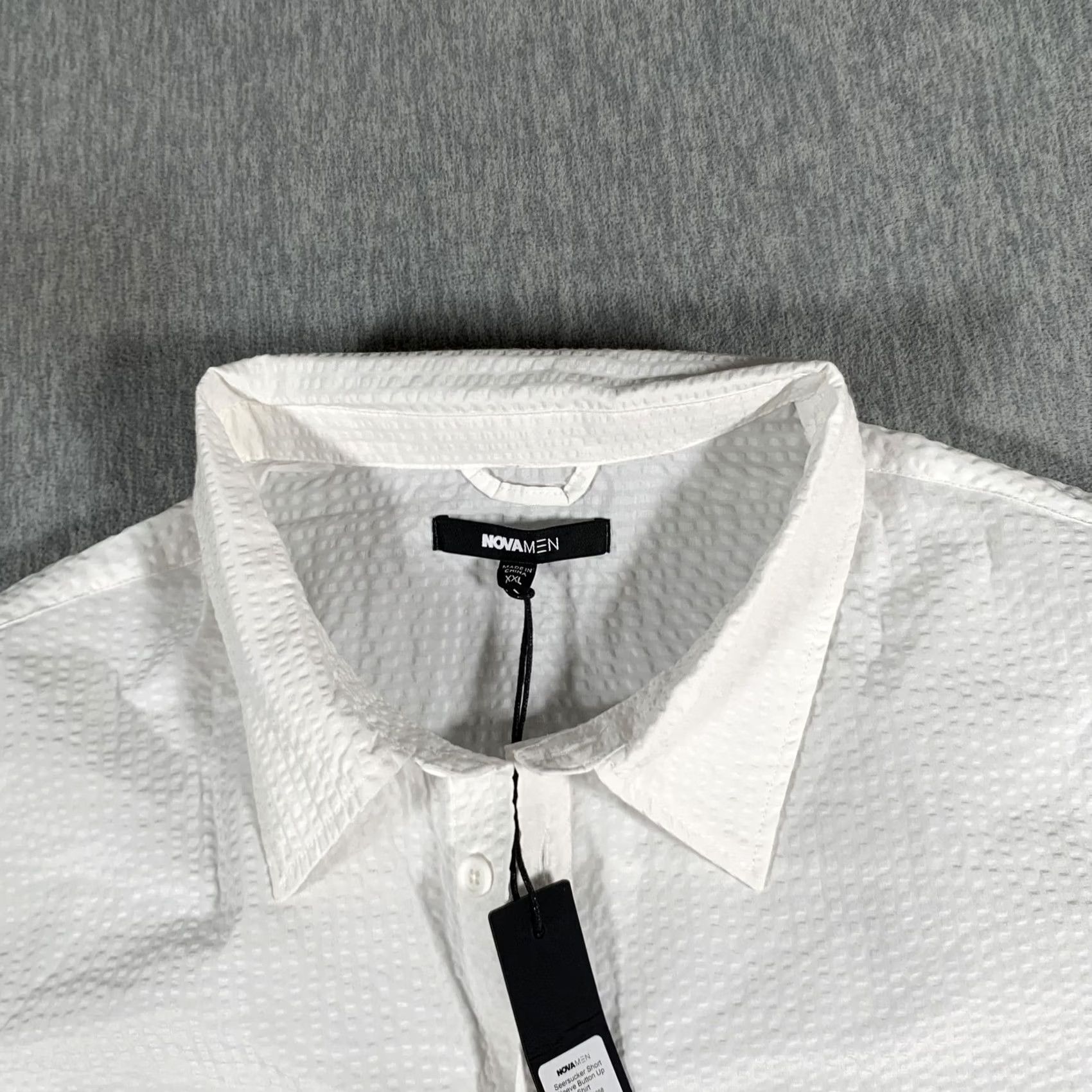 Vintage NovaMen Shirt Mens 2XL White Seersucker Short Sleeve Button Up Casual Top Size US XXL / EU 58 / 5 - 6 Thumbnail