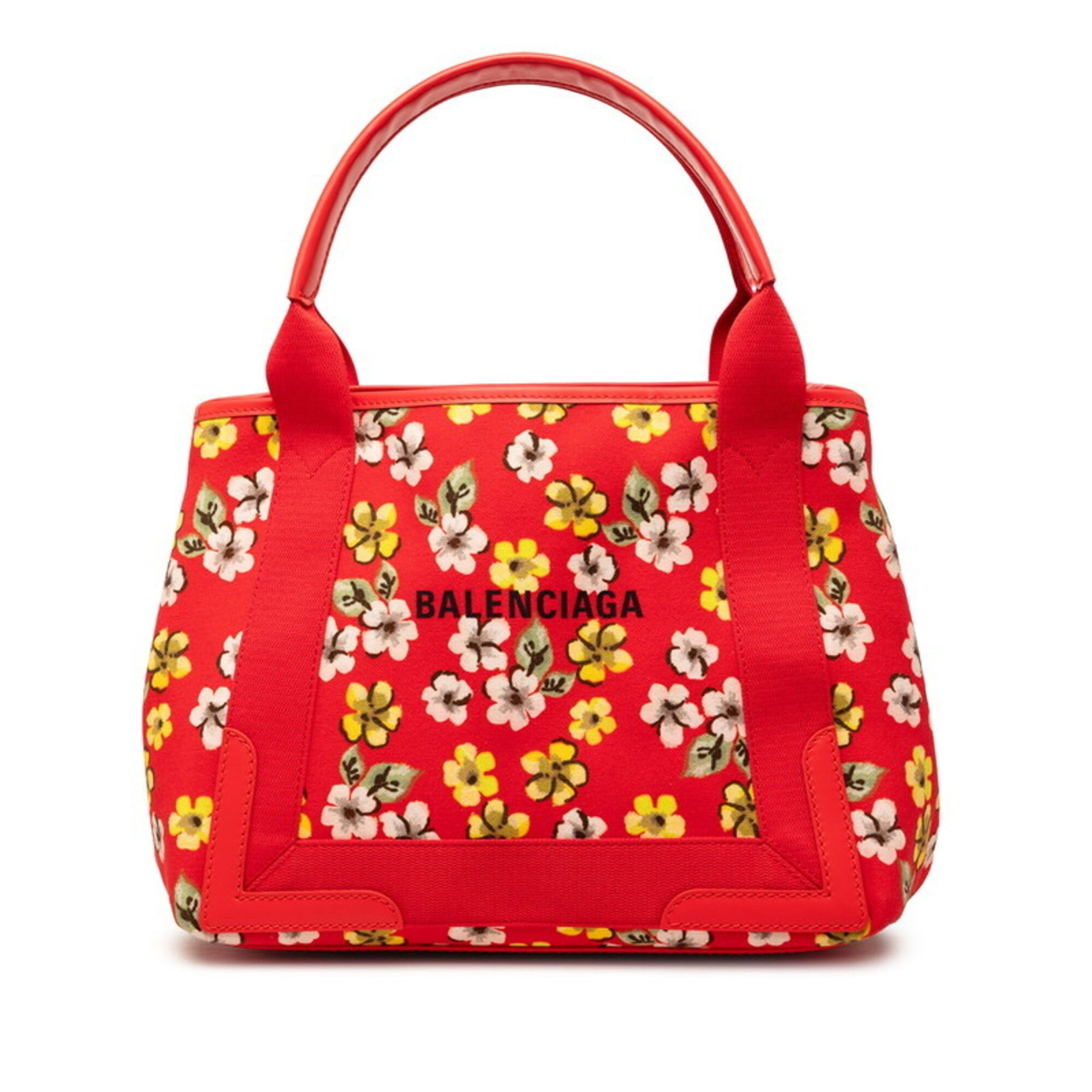 Balenciaga Balenciaga Navy Cabas Flower Motif Tote Bag Handbag 339933 Red Canvas Leather Women's BALENCIAGA Size ONE SIZE - 1 Thumbnail