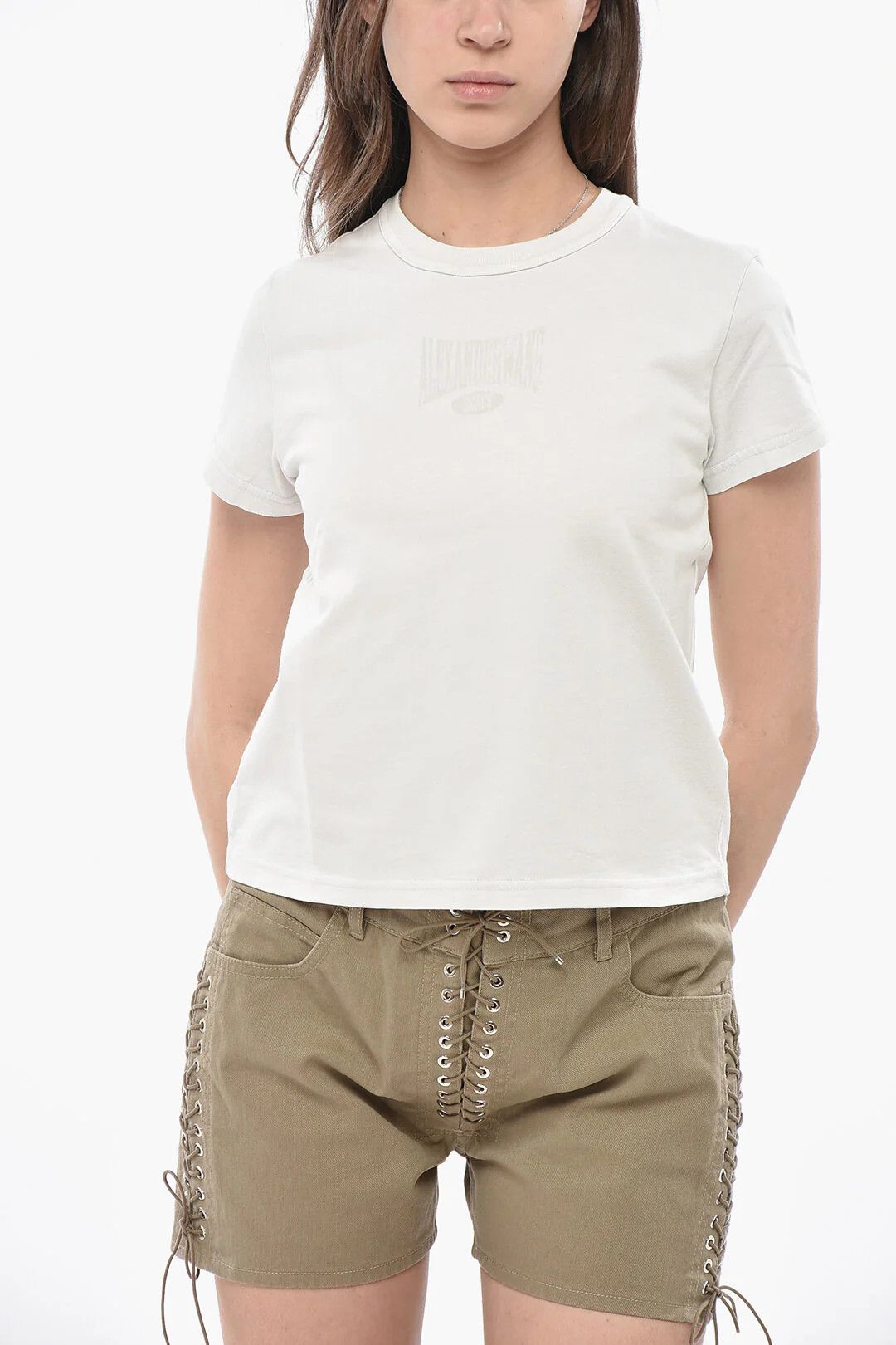 Alexander Wang og1mm0426 Crew-Neck Cotton T-Shirt in White Size XS / US 0-2 / IT 36-38 - 1 Thumbnail
