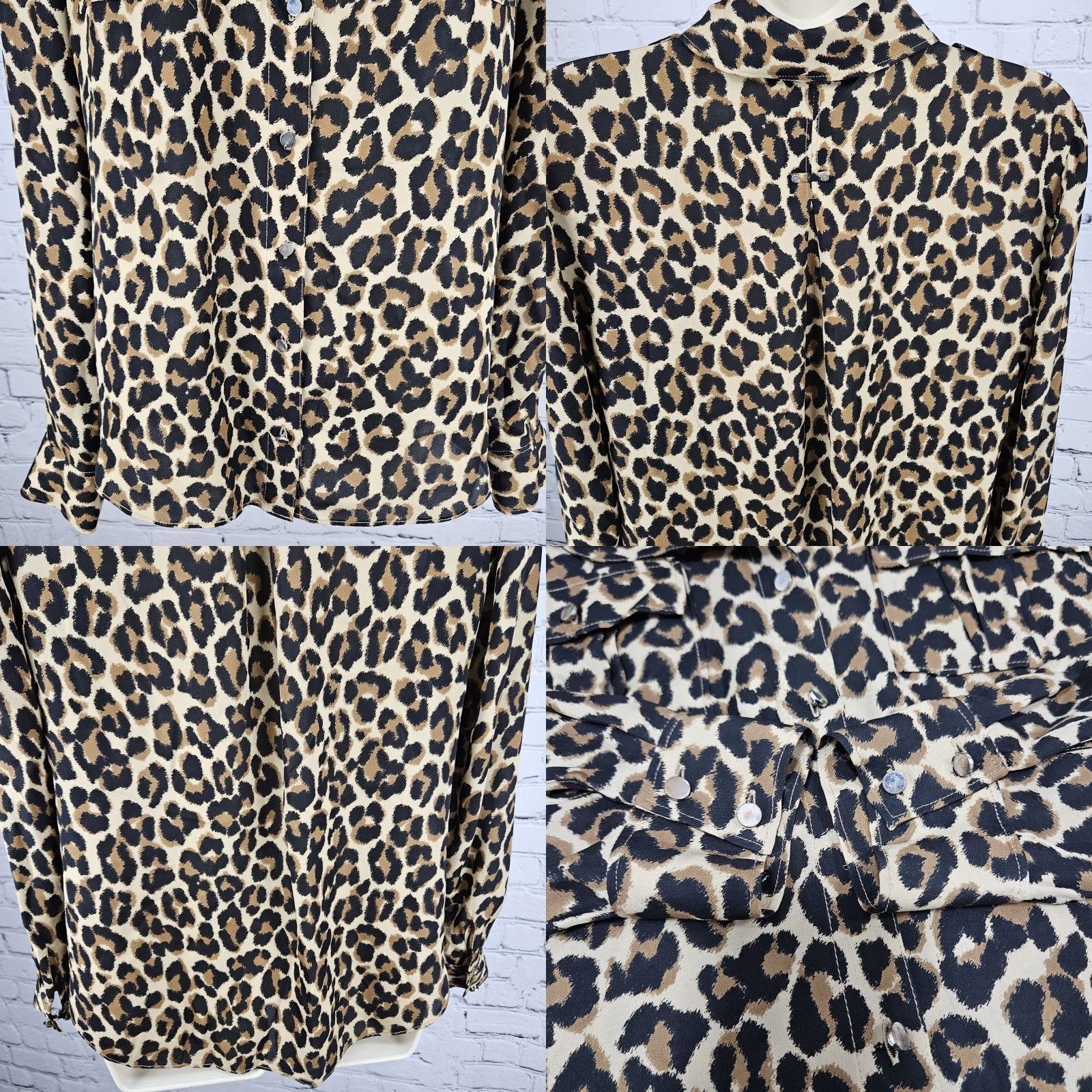 White House Black Market **Brown Leopard 100% Silk Button Up Blouse Shirt Top Size 6** User: **White House Black Market Brown Leopard 100% Silk Button-Up Blouse Size 6** Size M / US 6-8 / IT 42-44 - 8 Thumbnail