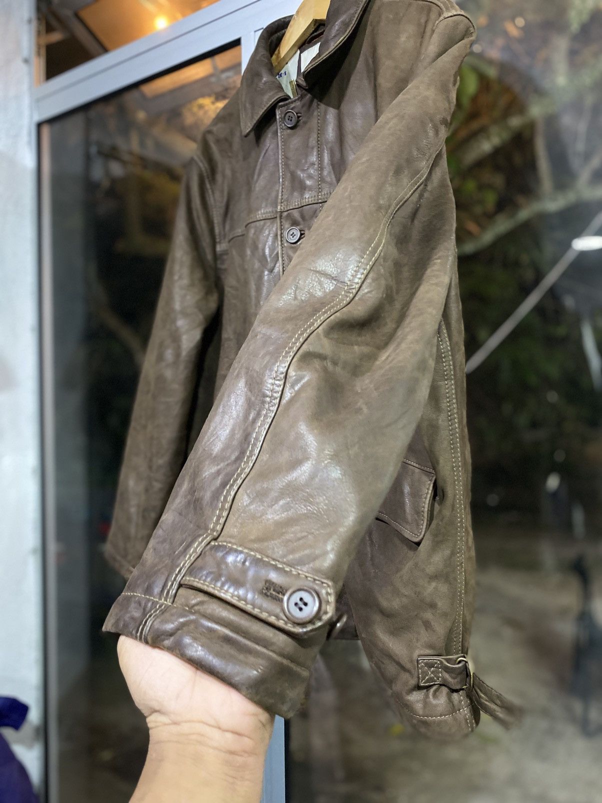Japanese Brand Vintage 90s Faconnable Brown Leather Parka Jacket Coat Large Size US M / EU 48-50 / 2 - 3 Thumbnail