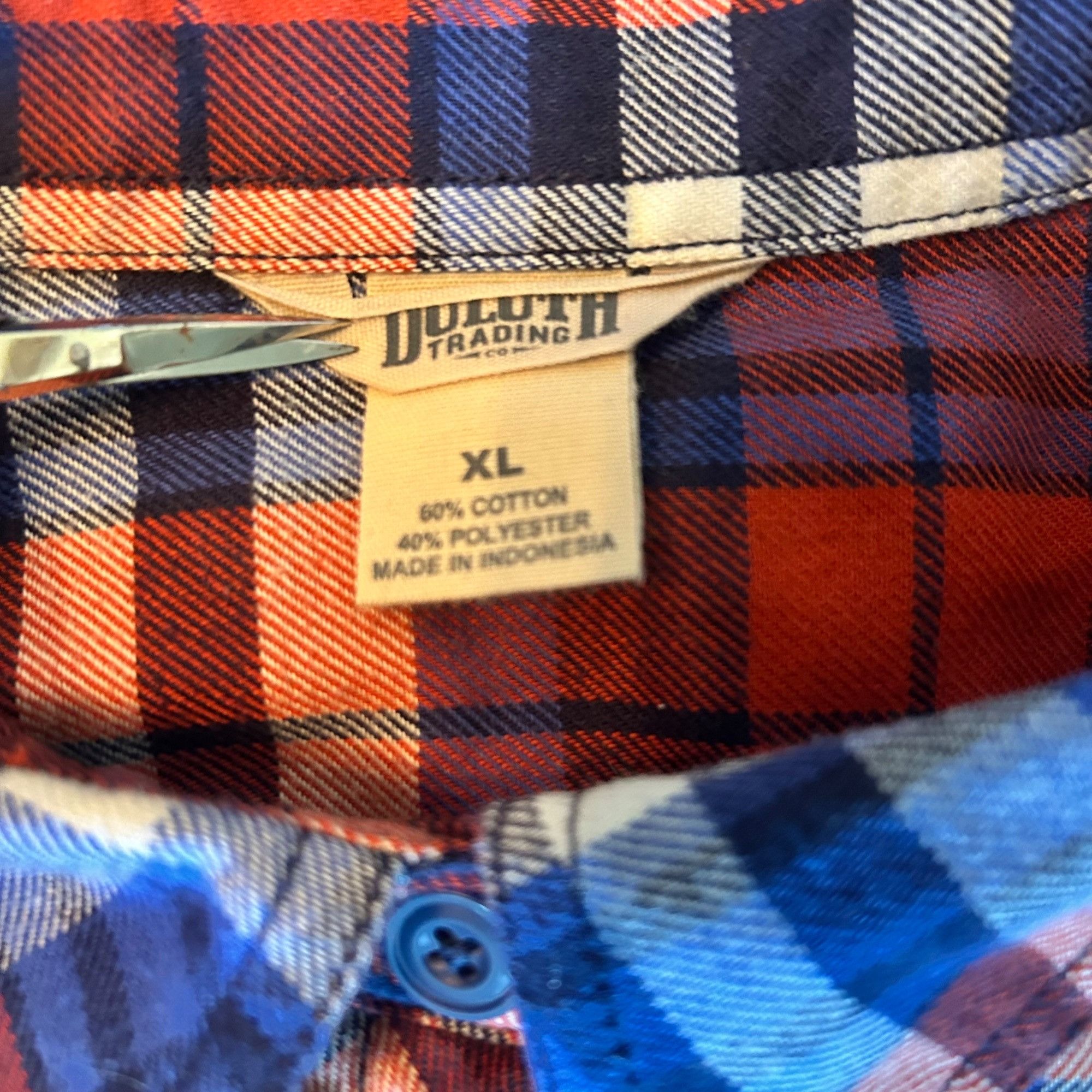 Duluth Trading Company Duluth Trading Orange & Blue Plaid Flannel Button Up XL Size US XL / EU 56 / 4 - 3 Thumbnail