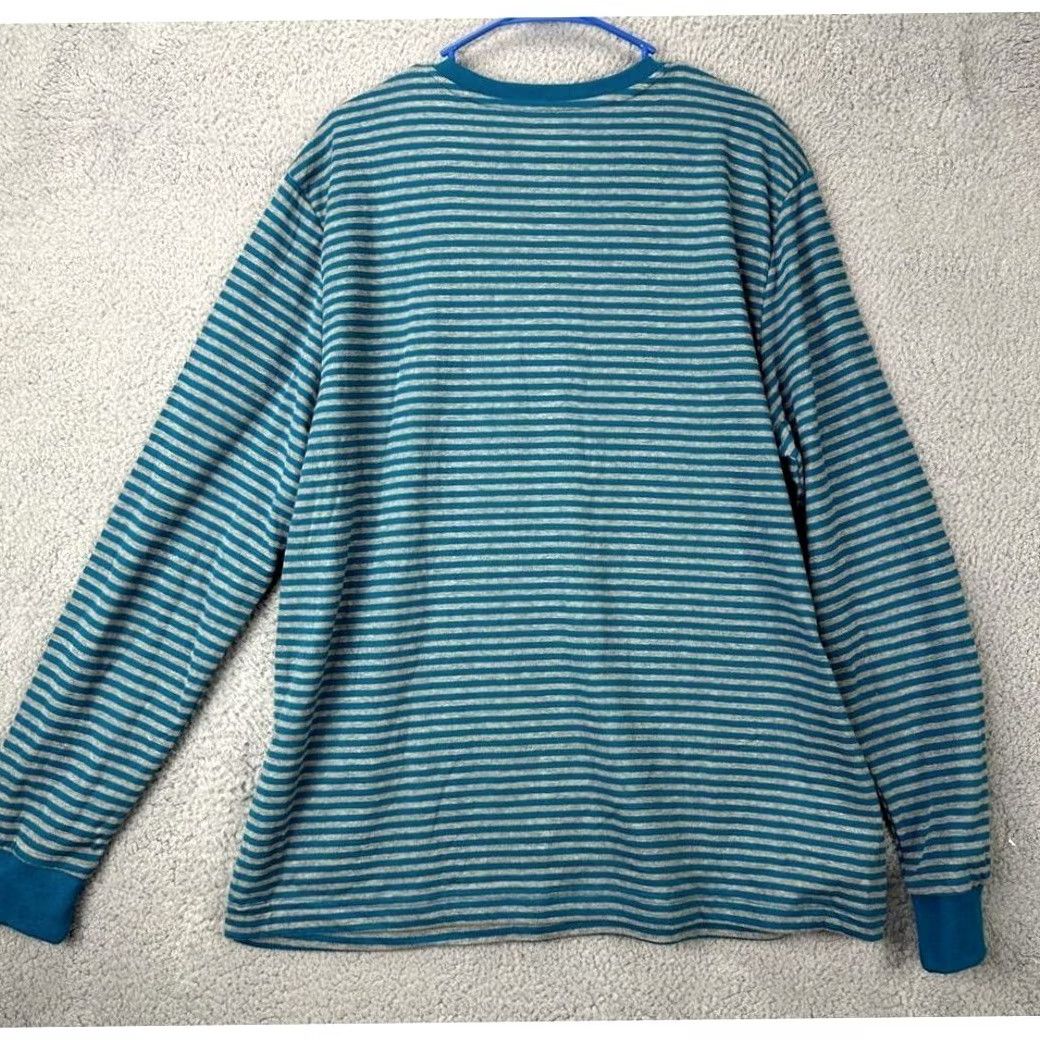 Vintage St. John's Bay Henley Sweater Mens XL Blue/Gray Striped Pullover Casual Knit Pocketless? Size US XL / EU 56 / 4 - 2 Thumbnail