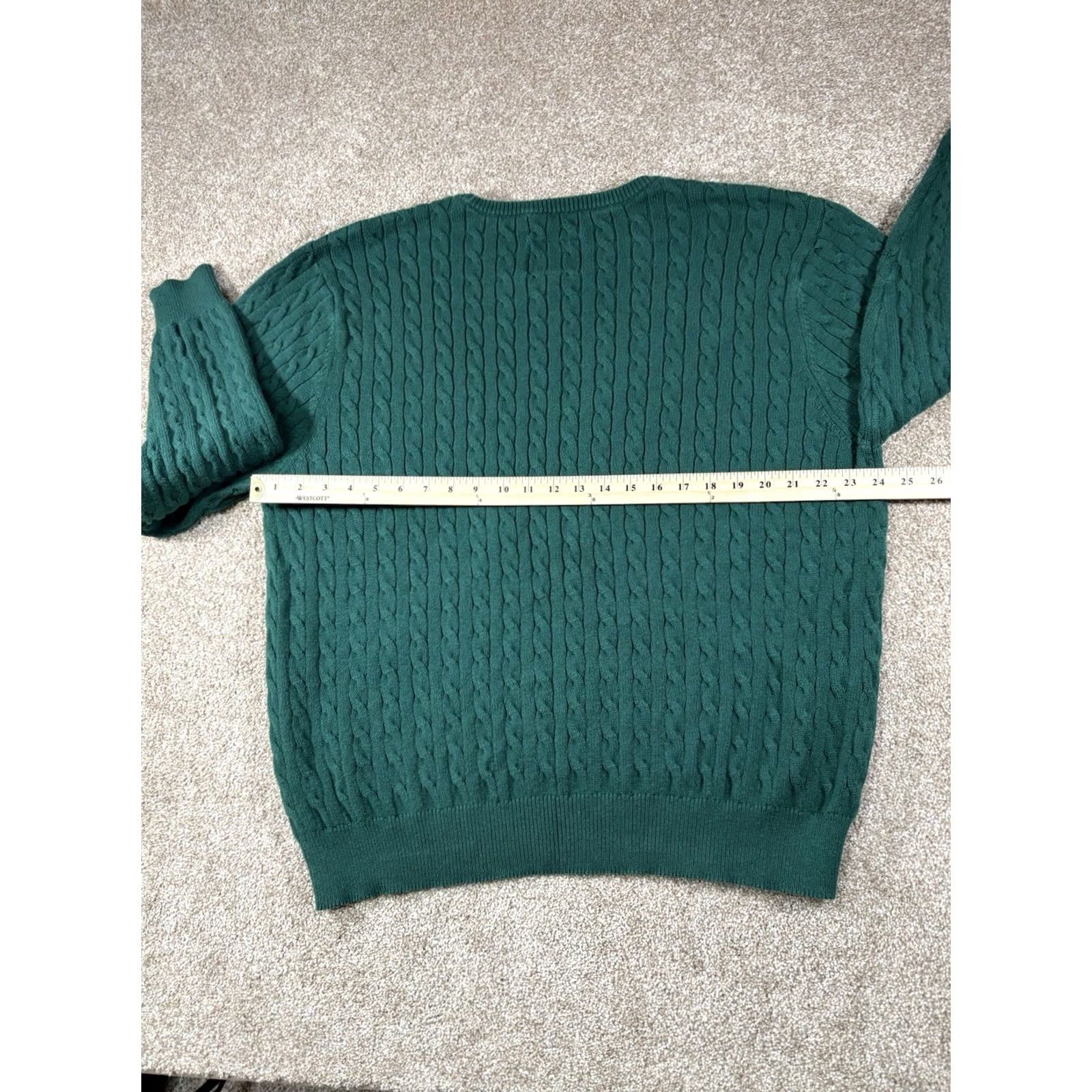 Vintage St. John's Bay Sweater Mens XL Green Cable-Knit Crewneck Pullover Knit Cotton Nylon Regular Sleeve Long Vintage No Size US XL / EU 56 / 4 - 8 Thumbnail