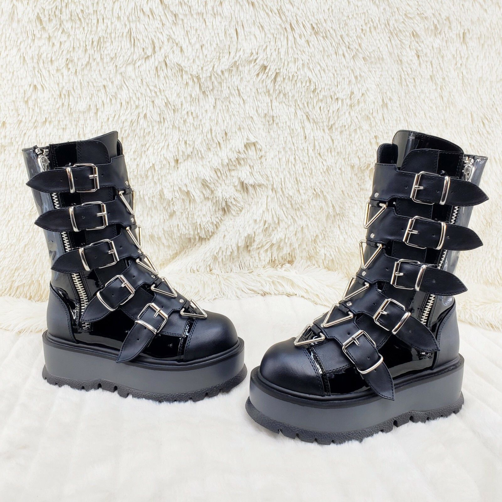 Other DEMONIA Slacker 160 Multi Strap Goth Punk Platform Calf Boot Size US 6 / IT 36 - 3 Thumbnail