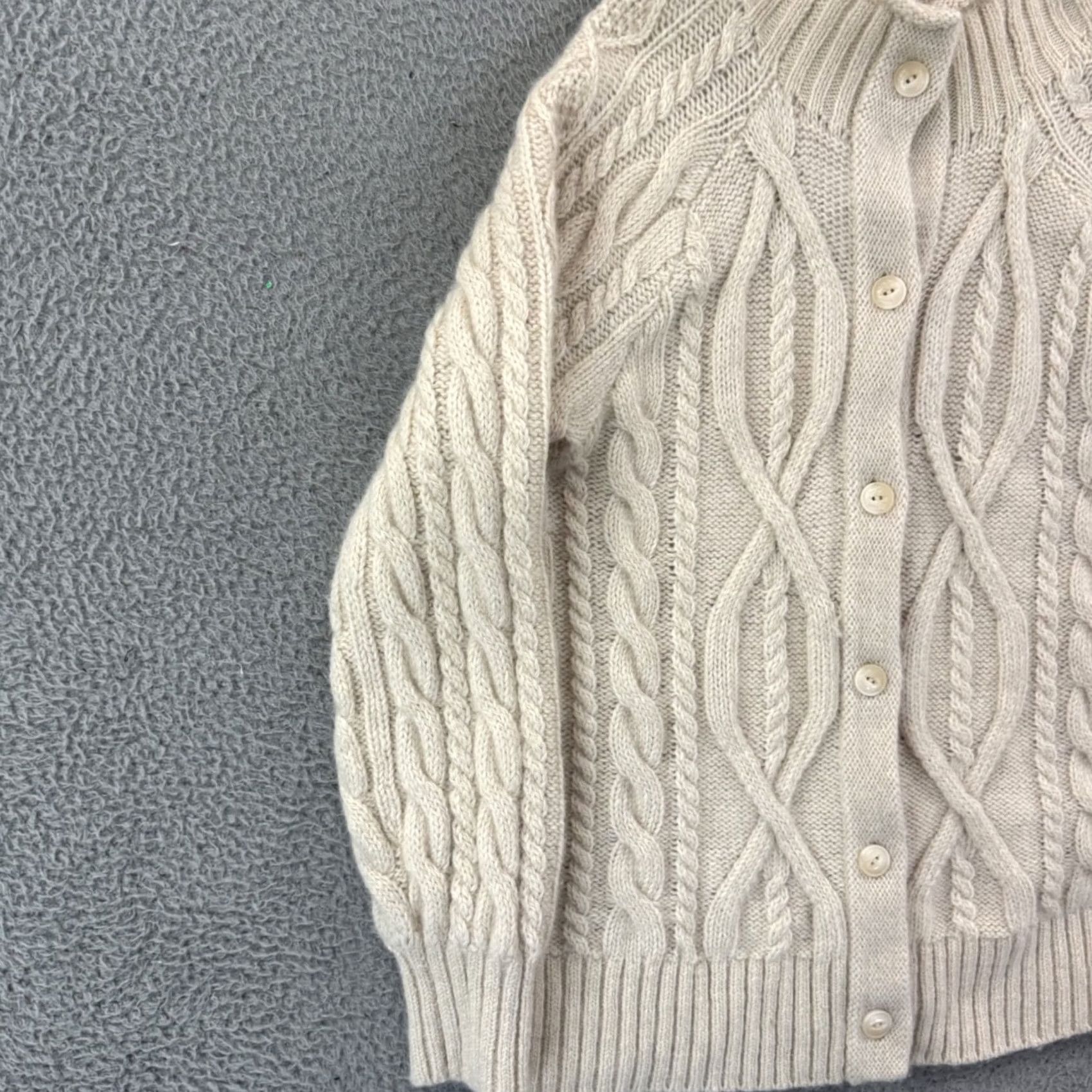 Vintage VINTAGE LL Bean Sweater Womens Medium Petite Ivory Mock Neck Wool Alpaca Cardigan Preppy Size M / US 6-8 / IT 42-44 - 4 Thumbnail