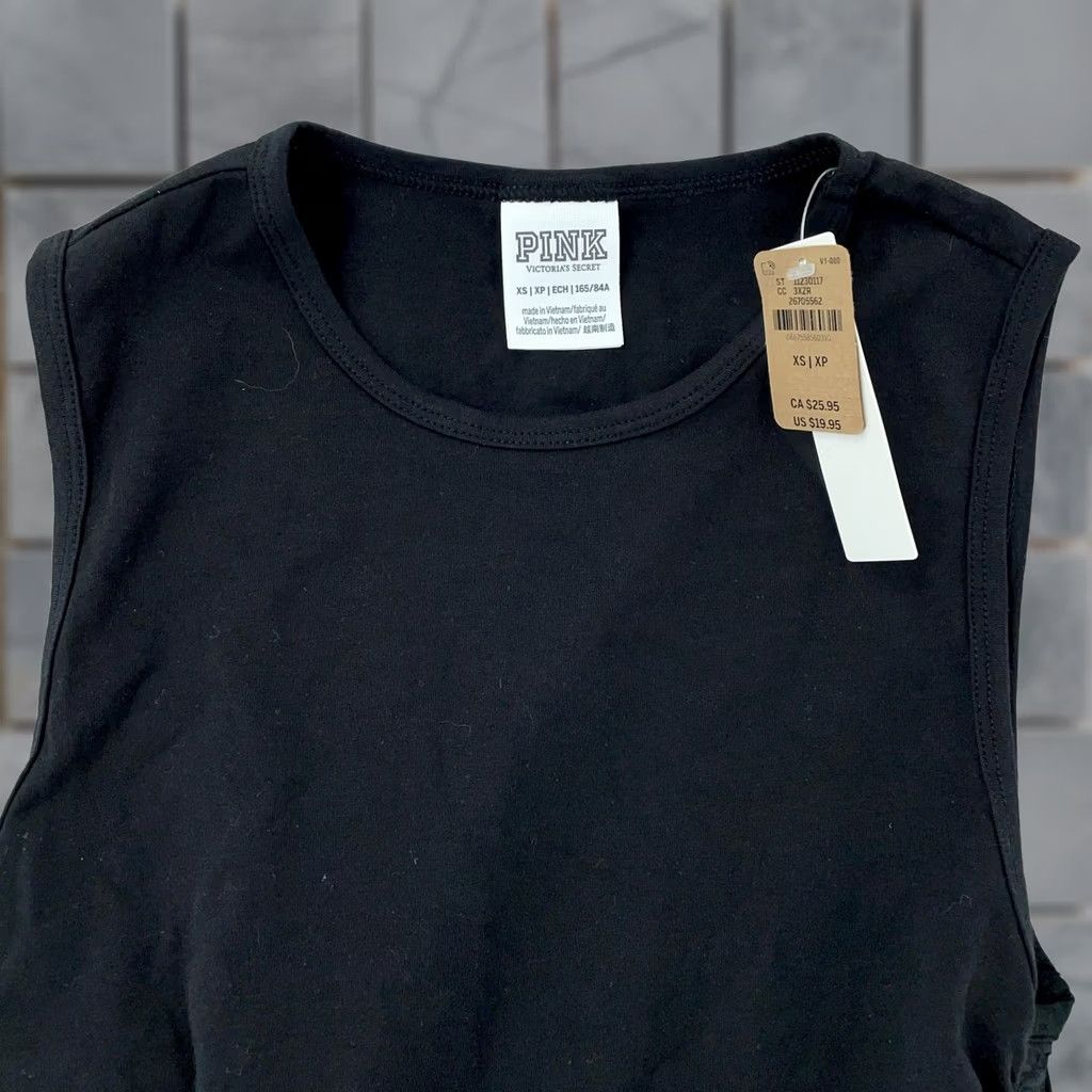 Pinko PINK Victoria's Secret Shirt Womens XS Black Sleeveless Ruched Side Tank Top Size XS / US 0-2 / IT 36-38 - 1 Thumbnail